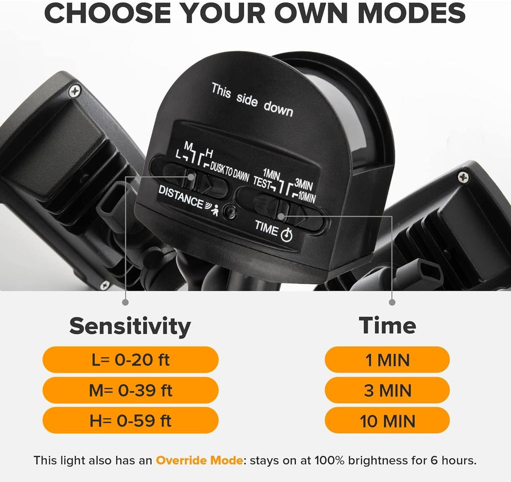 LUTEC 38W 3500 Lumen LED Motion Activated Integrated Dual-Head Floodlight Outdoor with Motion Sensor, 5000K Daylight, Dusk to Dawn, Exterior Security Wall Light for Patio, Garden, Yard(Black)