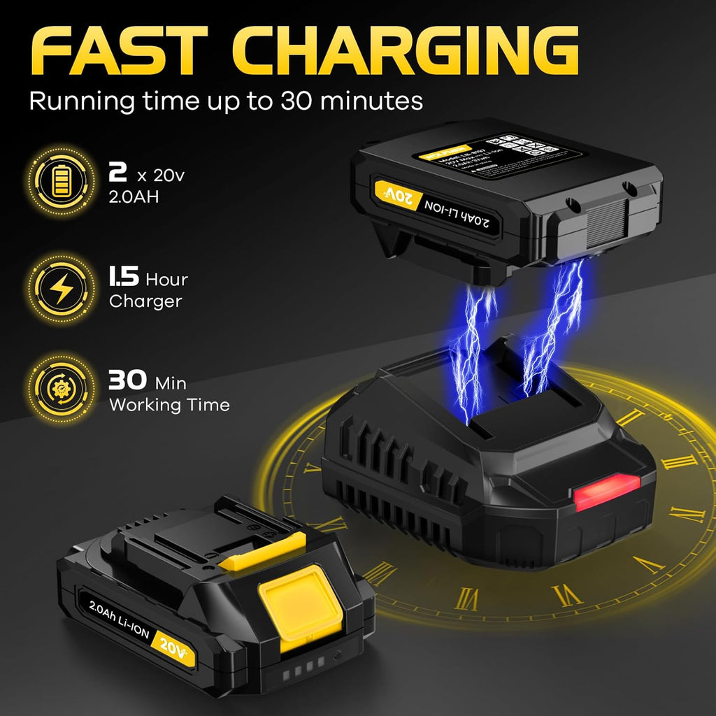 Leaf Blower, Electric Cordless Leaf Blower with 2 Batteries and Charger, 2 Speed Mode, Lightweight Leaf Blowers for Blowing Leaves, Lawn Care, Patio Cleaning and Dust