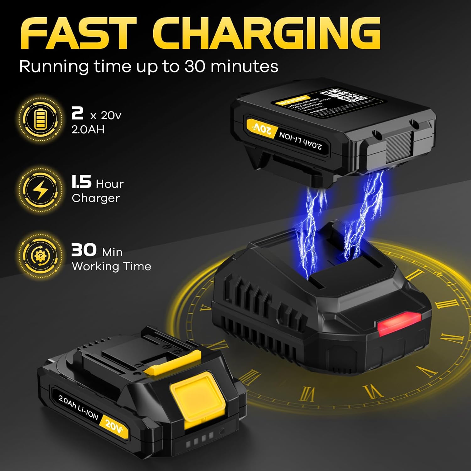 Leaf Blower, Electric Cordless Leaf Blower with 2 Batteries and Charger, 2 Speed Mode, Lightweight Leaf Blowers for Blowing Leaves, Lawn Care, Patio Cleaning and Dust
