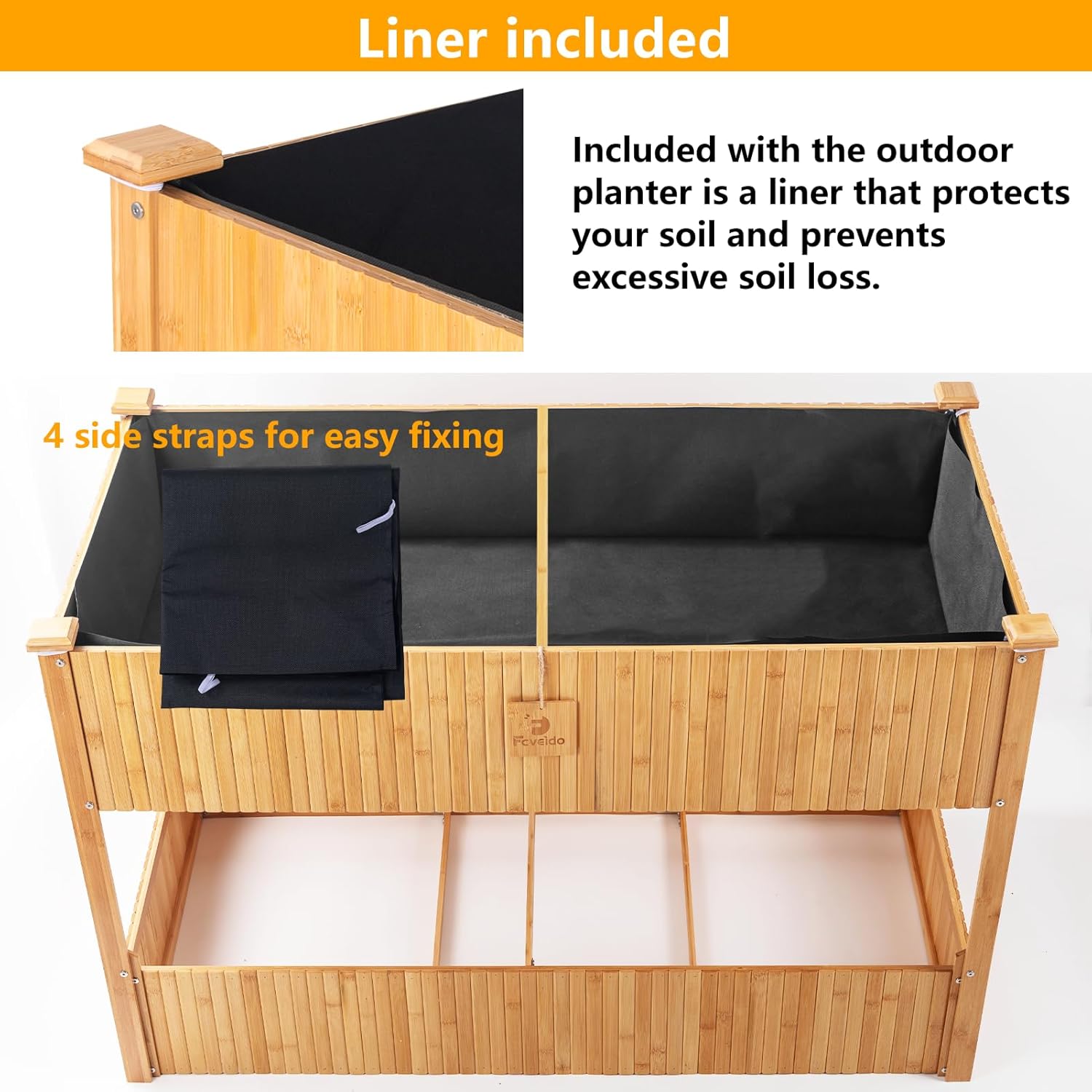 Raised Garden Bed - 2-Tier Elevated Planter Box for Herbs, Vegetables, Succulents & Flowers | 48x25x30 Inch Standing Growing Bed | Outdoor/Indoor Bamboo Planter