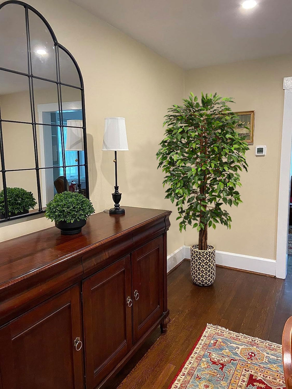 Aveyas 6ft Artificial Ficus Tree for Home Decor, 6 Feet Faux Plant Fake Silk Trees with Pot for Indoor Outdoor House Living Room Office Garden (6 ft Tall)