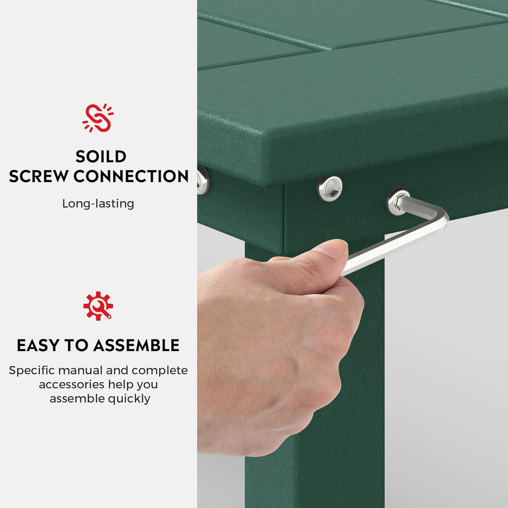 Outdoor Benches Weatherproof, All Weather Resistant Park Bench Poly Lumber Backless Garden Bench Seat for Entryway Front Porch, Dark Green