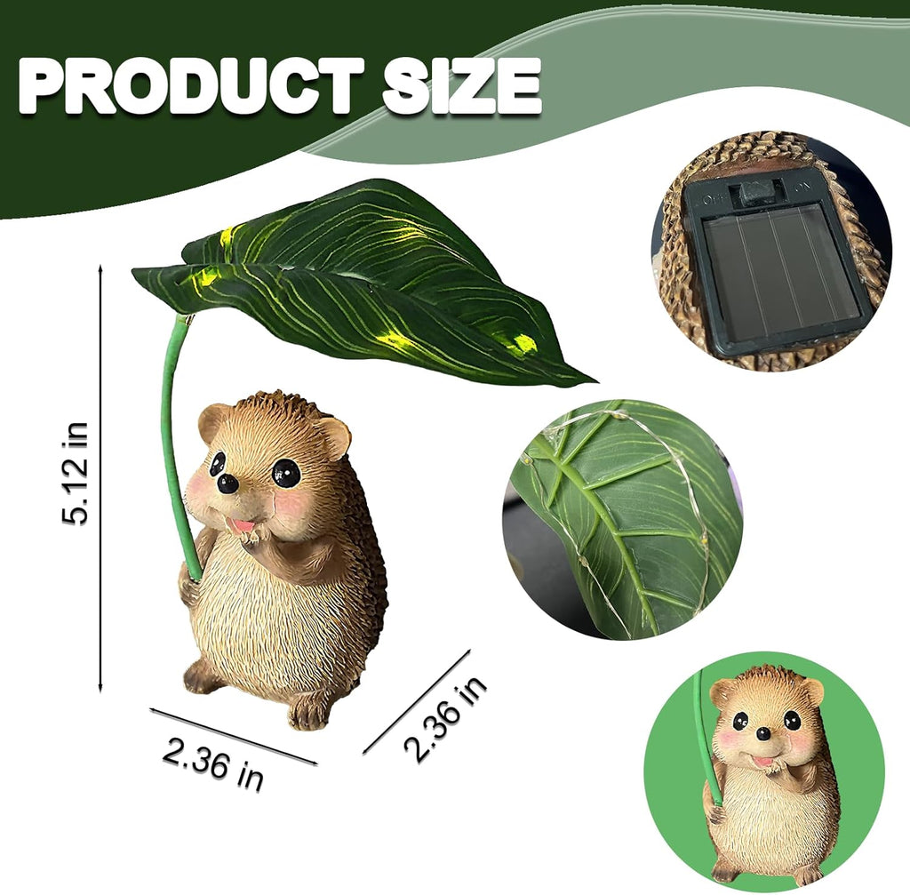 Solar Garden Statues Hedgehog Garden Decor Figurine Lights with Umbrella for Outside,Yard Decorations Outdoor Patio Decor,Gardening Gifts for Thanksgiving Christmas Mother's Day