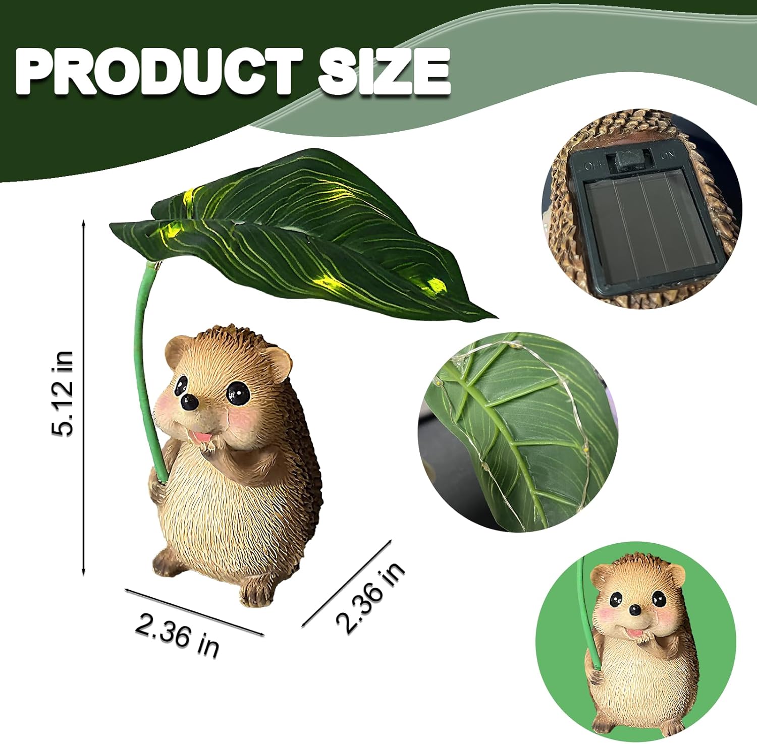 Solar Garden Statues Hedgehog Garden Decor Figurine Lights with Umbrella for Outside,Yard Decorations Outdoor Patio Decor,Gardening Gifts for Thanksgiving Christmas Mother's Day