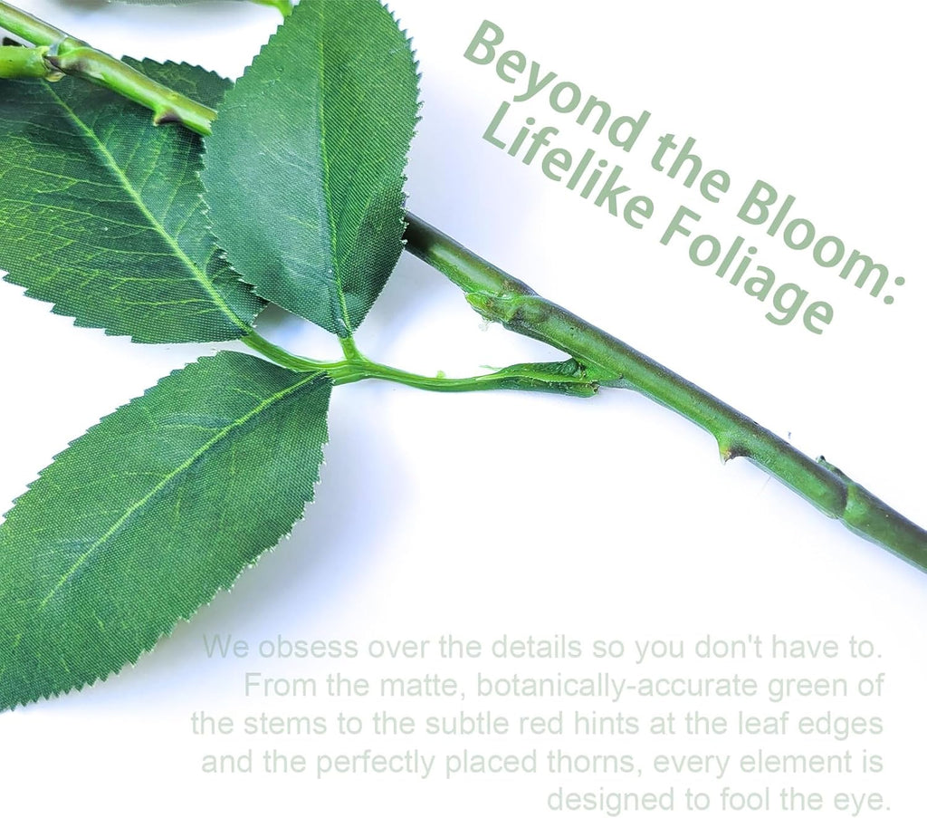 26inch Real Touch Artificial Roses - Long Stem Fake Silk Flowers with Leaves for Wedding, Home Decor, Centerpieces, Office Party, Looks Real (10,Champ)