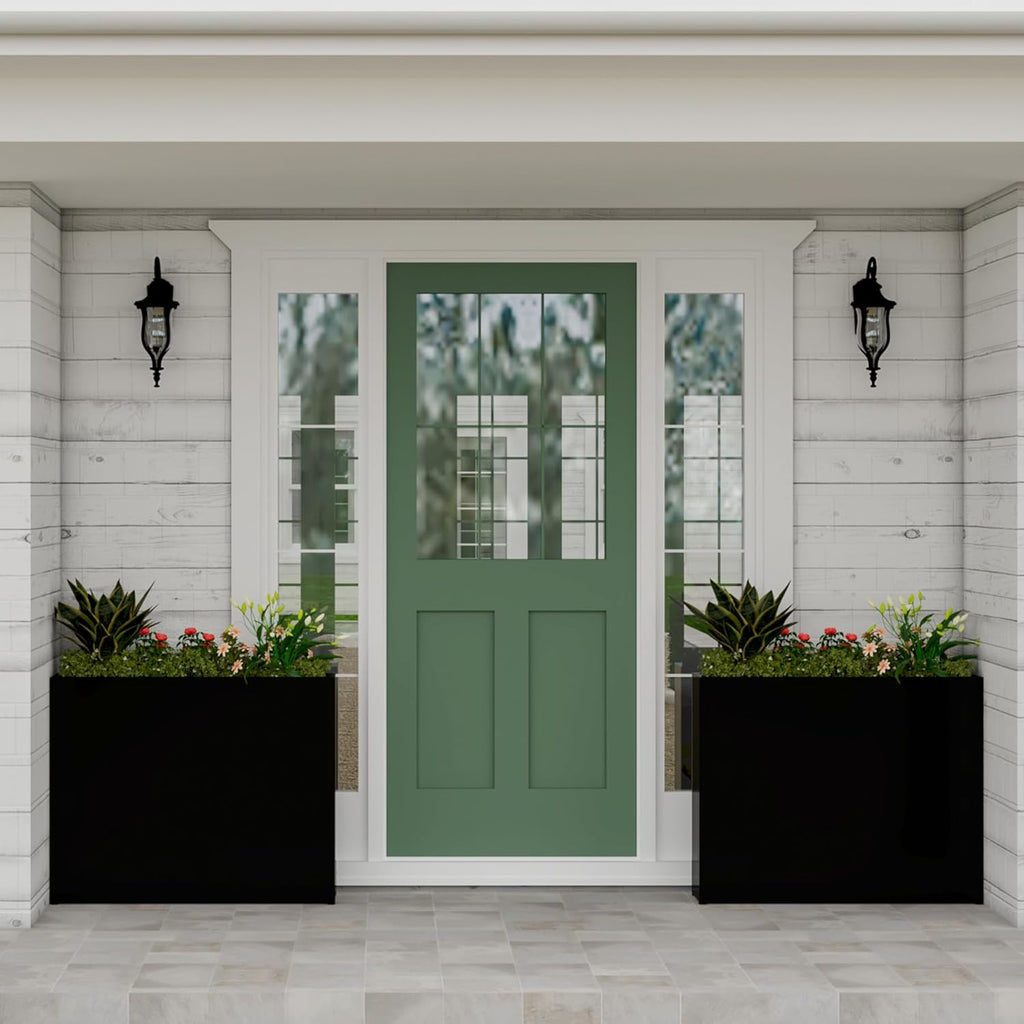 38" L x 10" W x 30" H Black Planter Box - Thickened Galvanized Steel with Weather-Resistant Coating, Heavy-Duty Raised Garden Bed for Outdoor Plants, Easy Assembly & Adjustable Feet