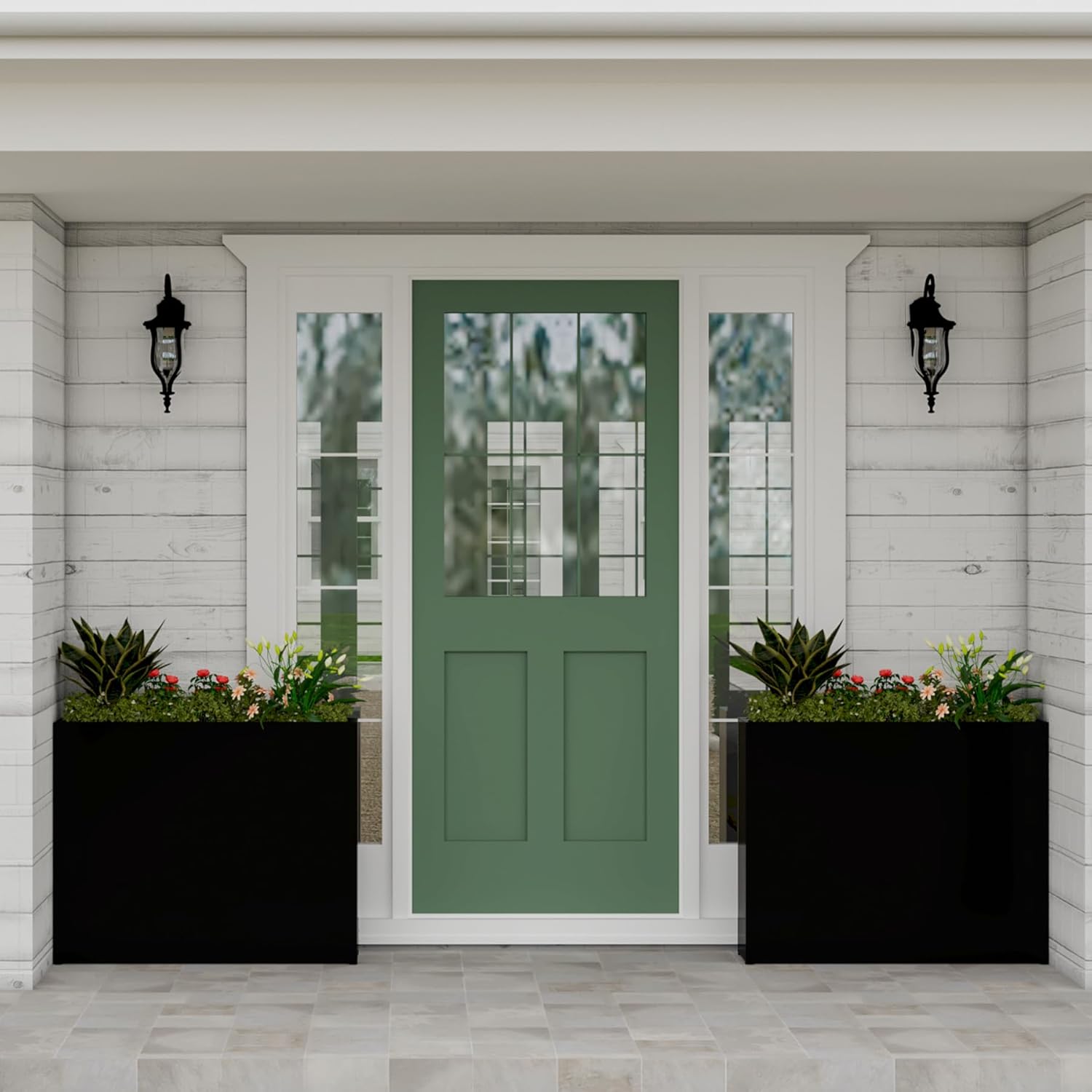 Large 36" L Metal Planter Box for Outdoor, Black Raised Garden Bed Flower Pot - Rust-Resistant Steel Design for Patio, Porch, Yard with Drainage Holes, Easy No-Tool Assembly