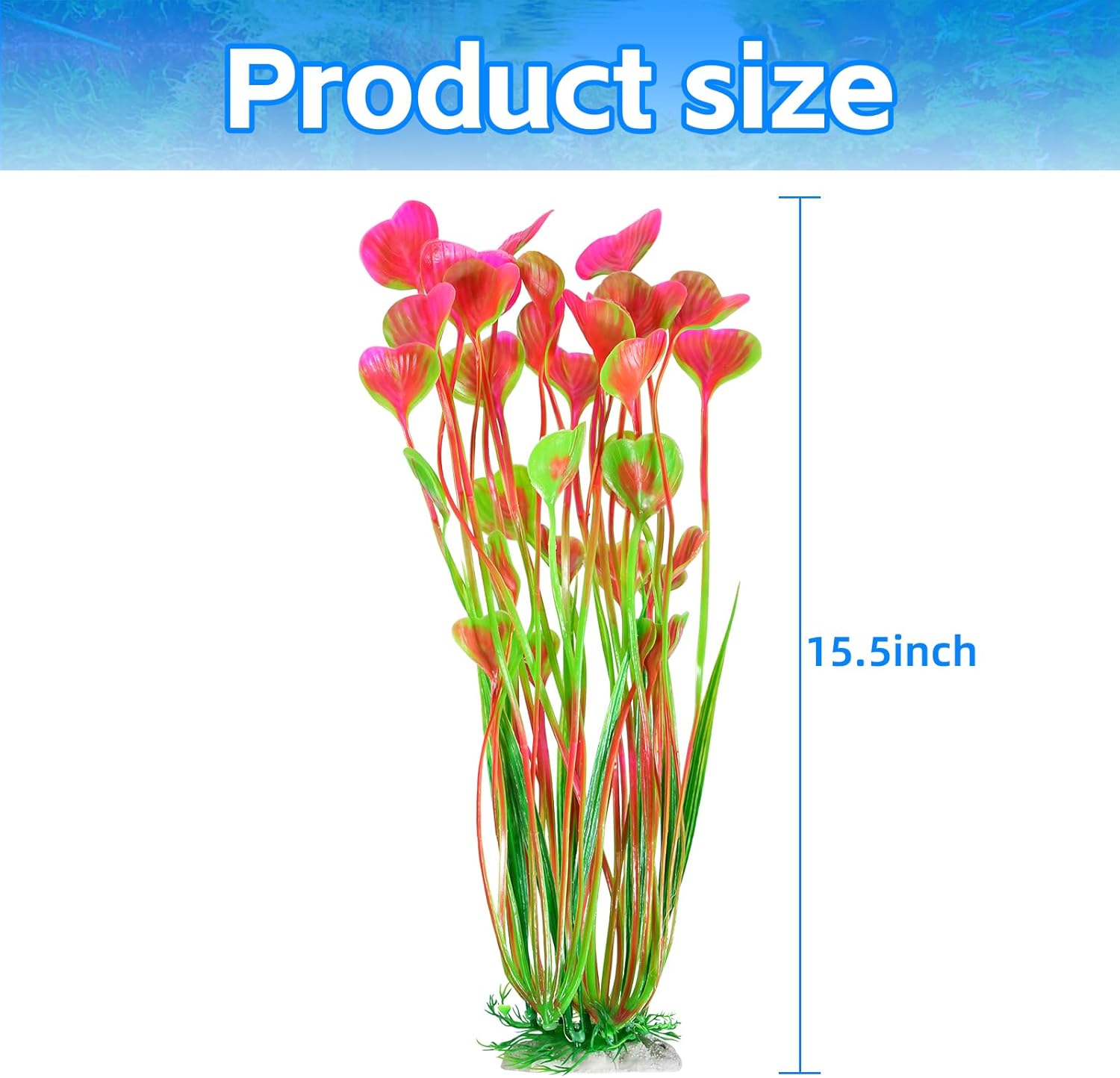 AQUANEAT Artificial Fish Tank Plants, Plastic Aquarium Accessories Large, 15.5 inch Pink Decorations, 2pcs