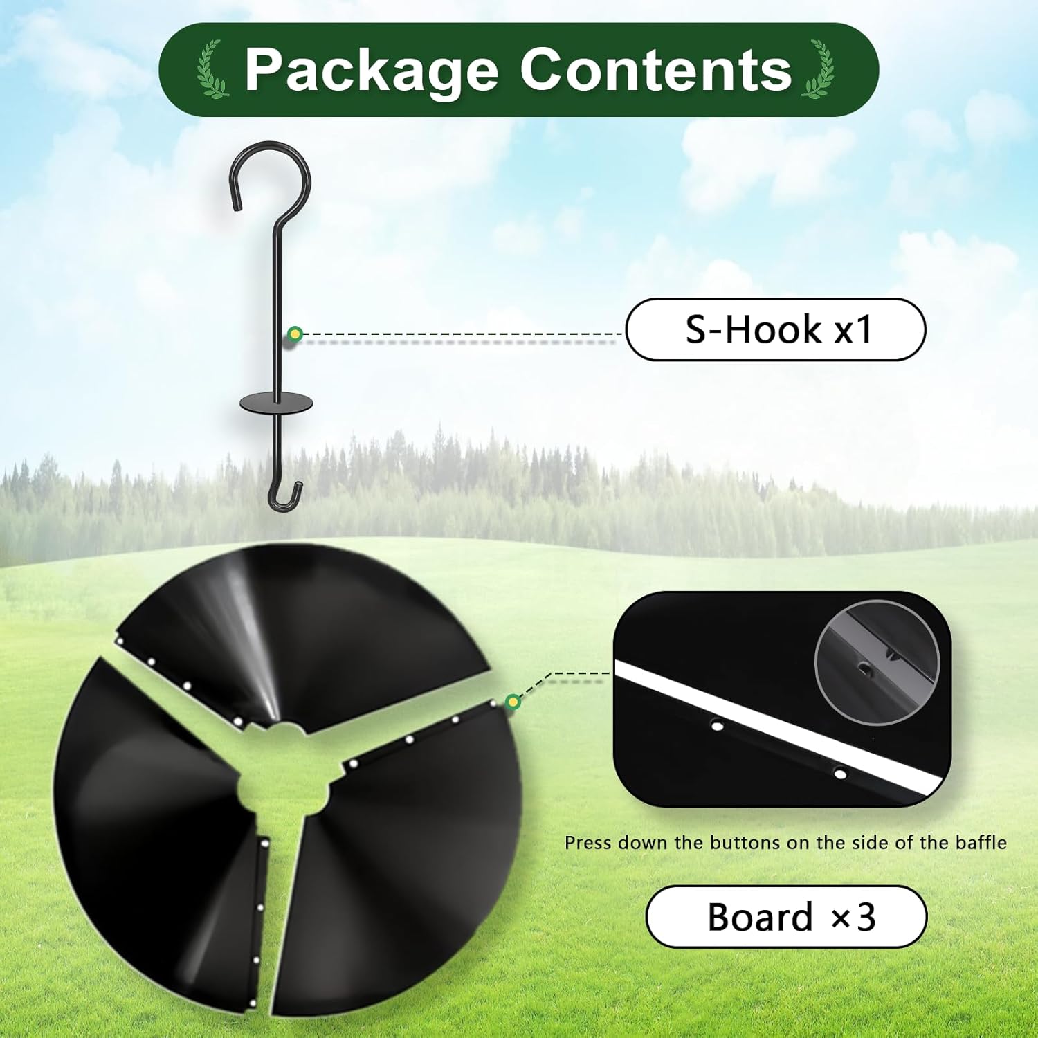 Gtongoko 19 Inch PP Squirrel Baffle for Protect Outside Hanging Mounted Bird Feeder or Bird House Squirrel Proof for Shepherd Hooks Black 1 Pack