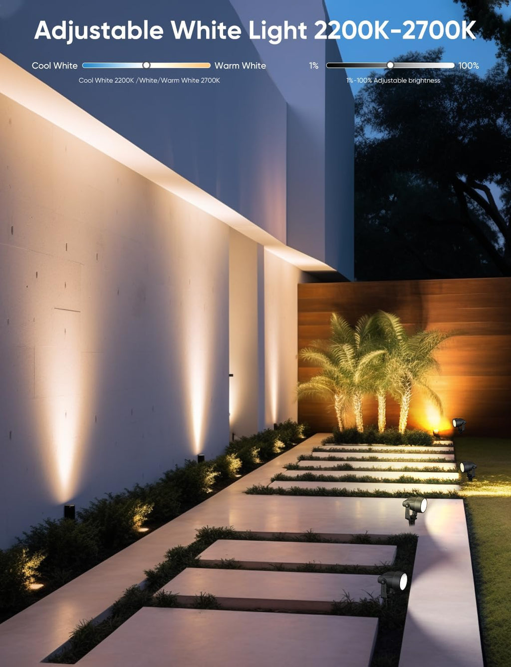 Landscape Lighting, RGBW Color Changing Low Voltage Landscape Lights with APP Control, IP65 Waterproof Outdoor Spotlights for Garden Yard Outside Decoration, 8 Pack