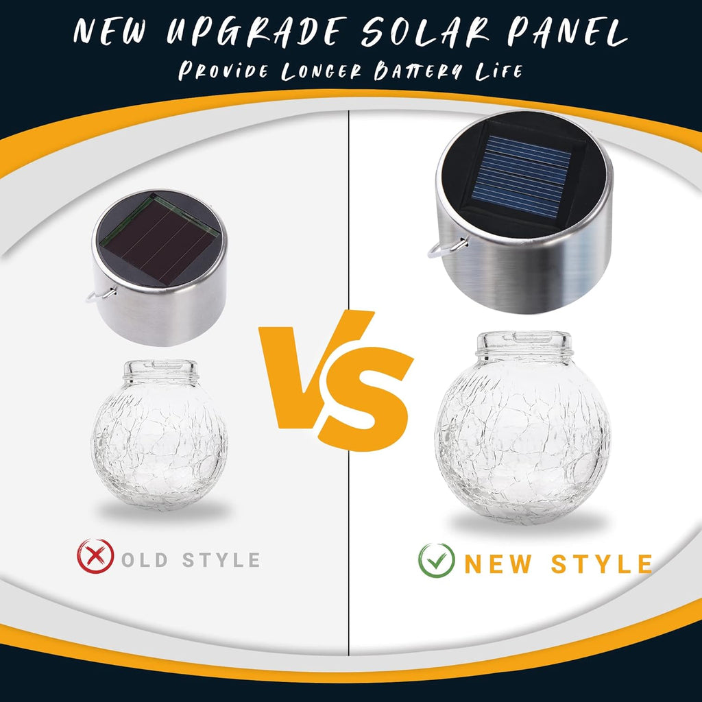 GIGALUMI Solar Lights Outdoor Waterproof ,12 Pack Solar Hanging Lights Garden Decor,Gifts for Women Mom Grandma,Solar Outdoor Lights Lantern Cracked Glass for Yard, Fence, Tree(Color Changing)