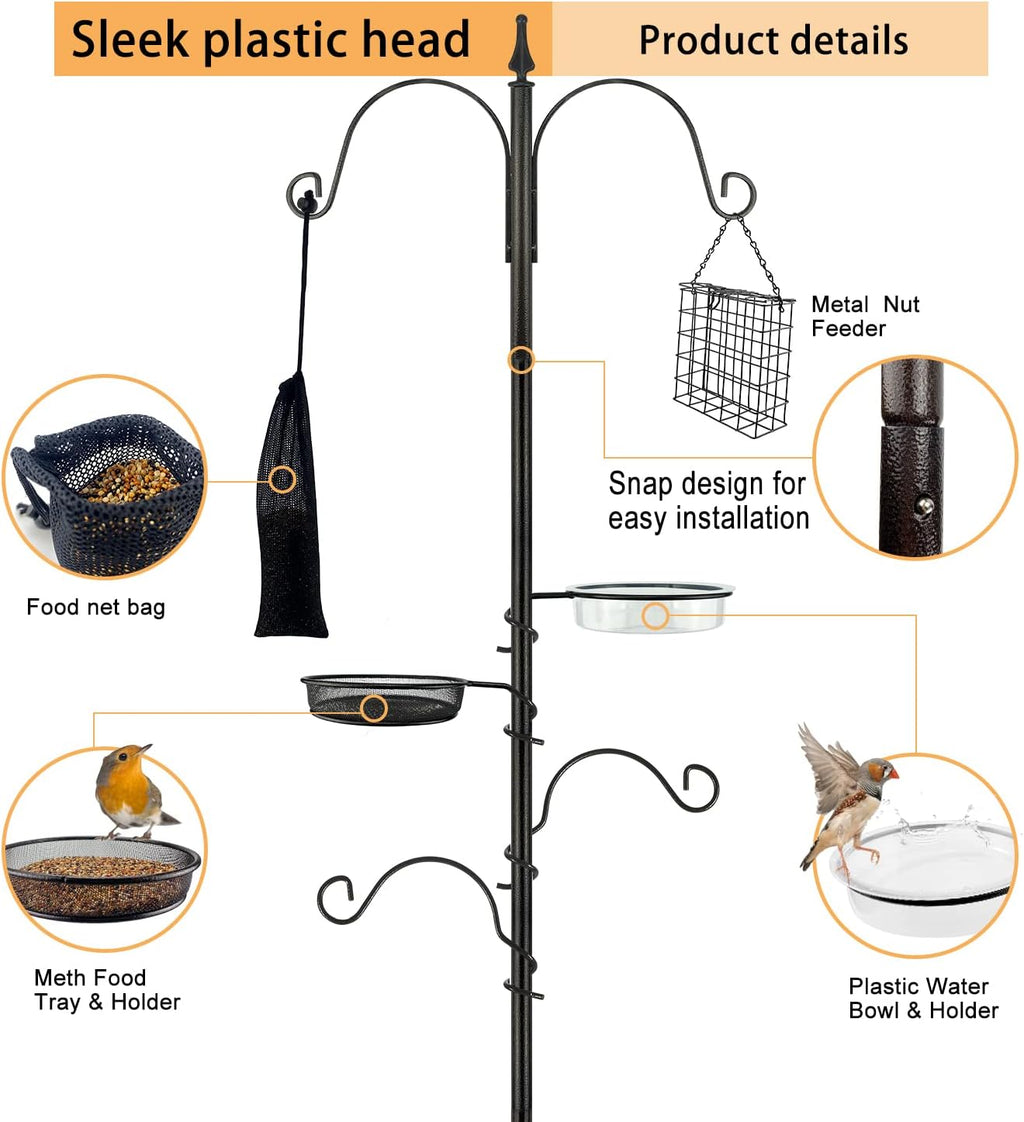 Premium Bird Feeding Station Kit - Multi Feeder Hanging Set with Suet Cage, Bird Bath & Finch Sock Attractors