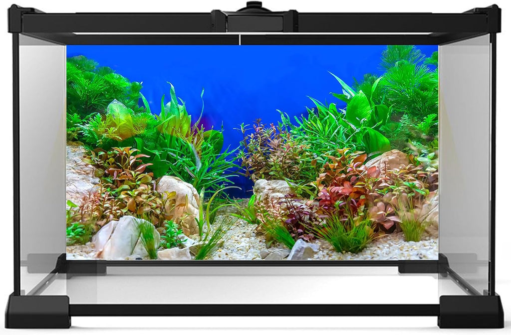 Aquarium Background Green Aquatic Plant Stone River Bed and Lake Fish Tank Background Decor Underwater Grass Leaves with Pebble Aquarium Backdrop Perfect Fish Tank Decors Vinyl 48x20in