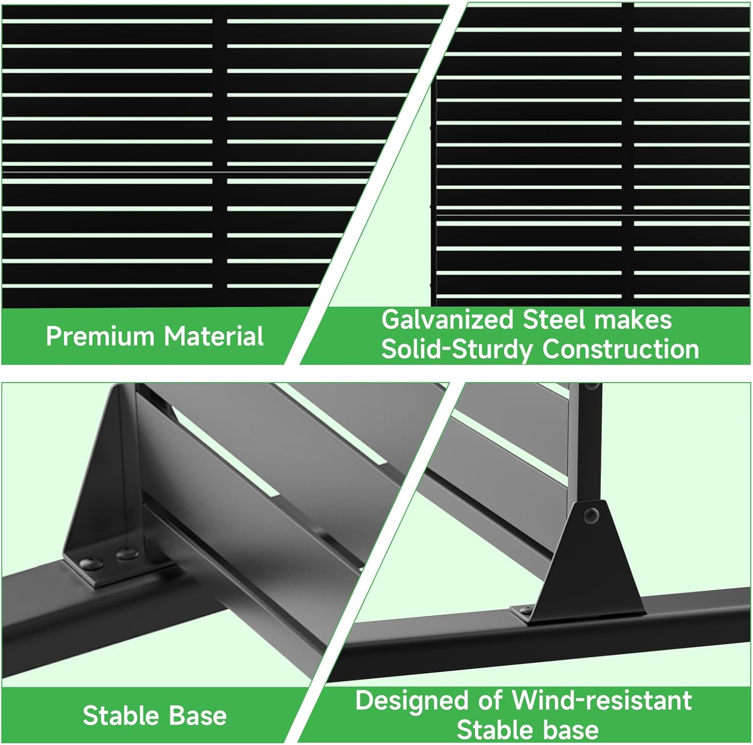 Metal Privacy Screen 72" H x 47.2" Decorative Outdoor Privacy Screen Privacy Panel with Stand for Balcony Deck Patio Lawn Garden, Privacy Fence (Black-Louvered)