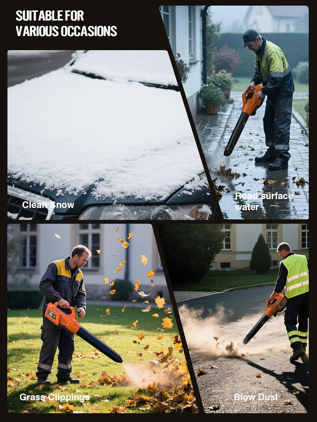 Leaf Blower Cordless, 40V 600CFM &180MPH Electric Leaf Blower with 7.5Ah Battery, Fast Charger and Extension Tube for Blowing Leaves Snow for Yard Garden Lawn Care, Orange