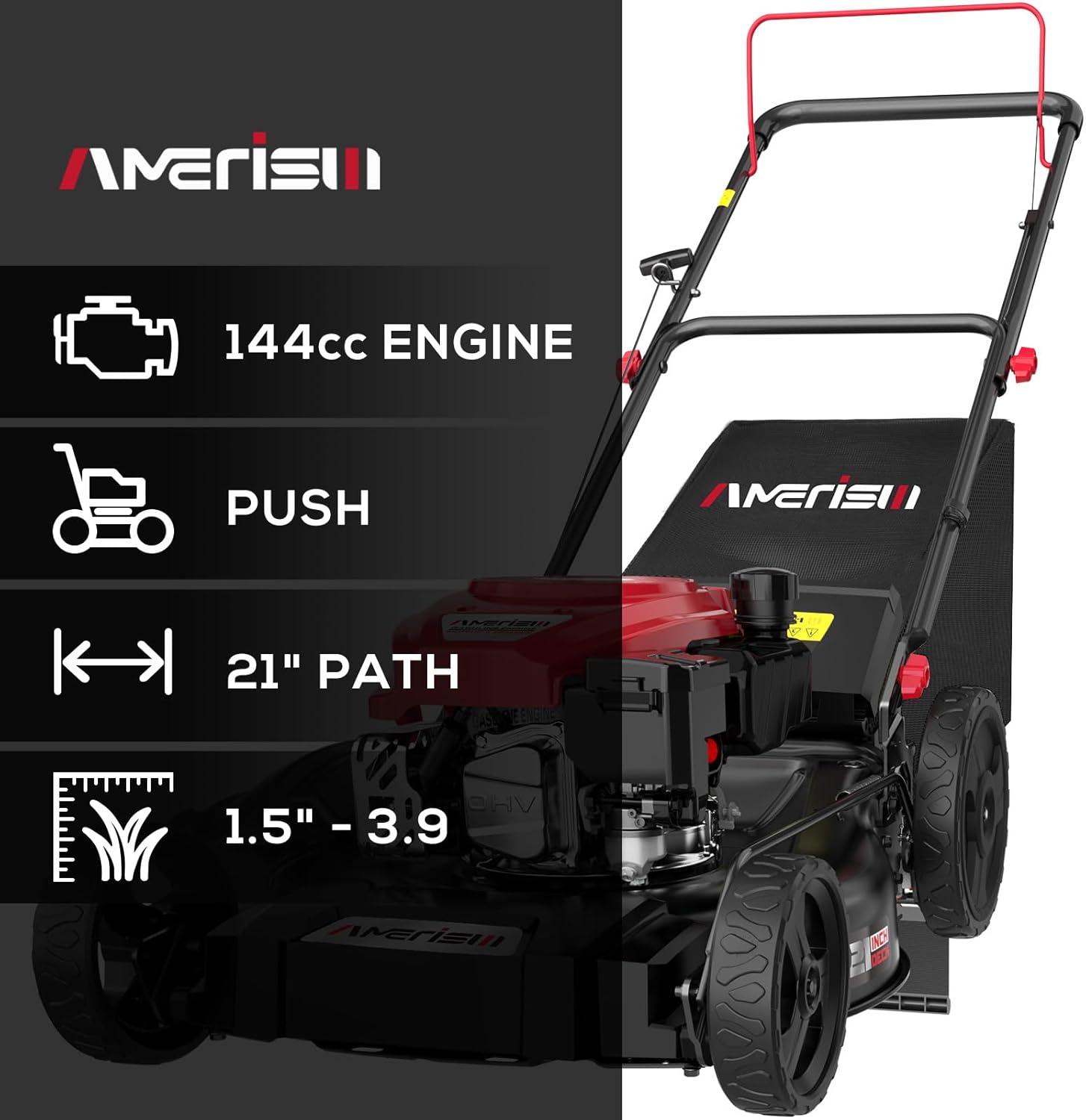 Gas Lawn Mower, 21" with 144cc 4-Cycle OHV Engine 3-in-1 Walk-Behind Push Lawn Mower (AV8621P1)