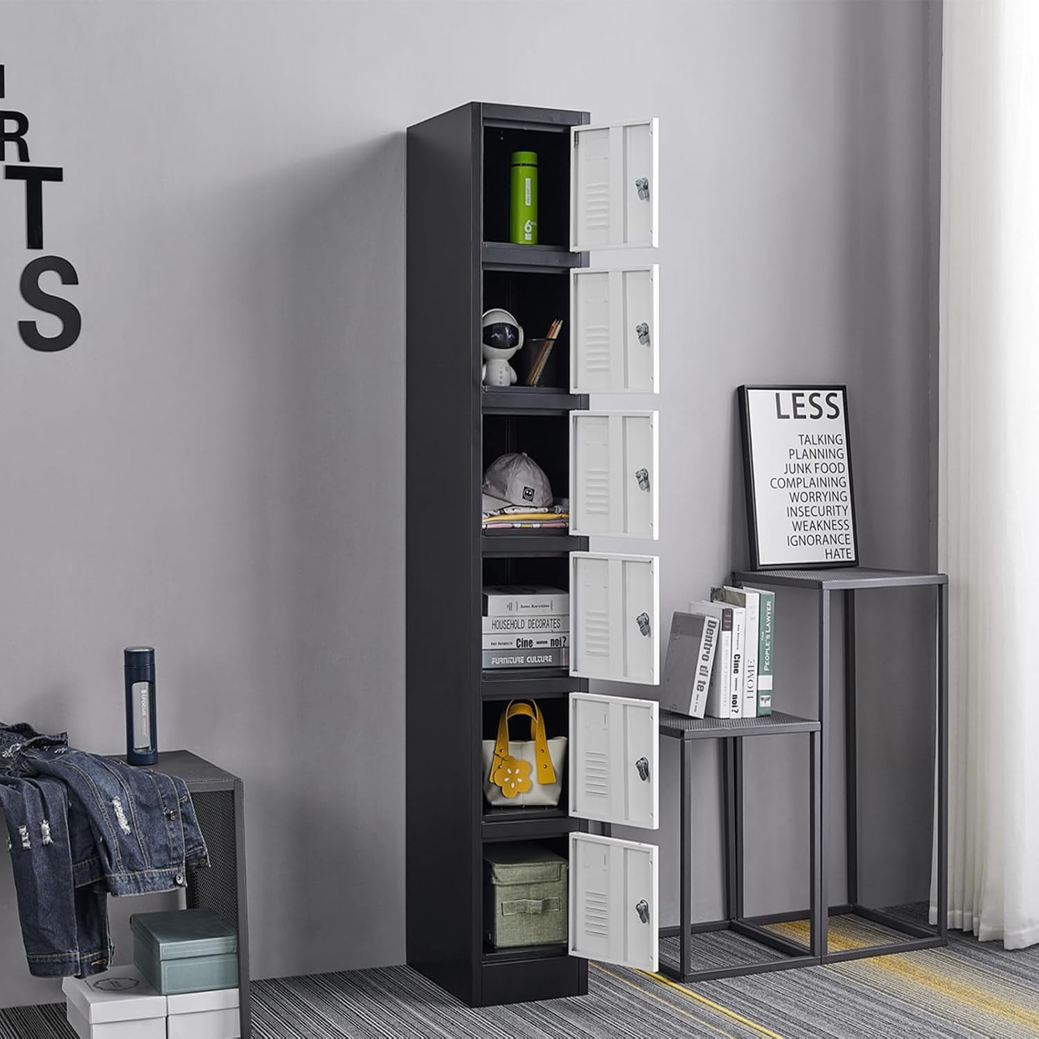 71" Heavy-Duty Steel Locker Cabinet (6-Door 6-Tier) - Secure Storage for School Lockers, Office Employee, Gym & Home Organization - Industrial Metal Lockers