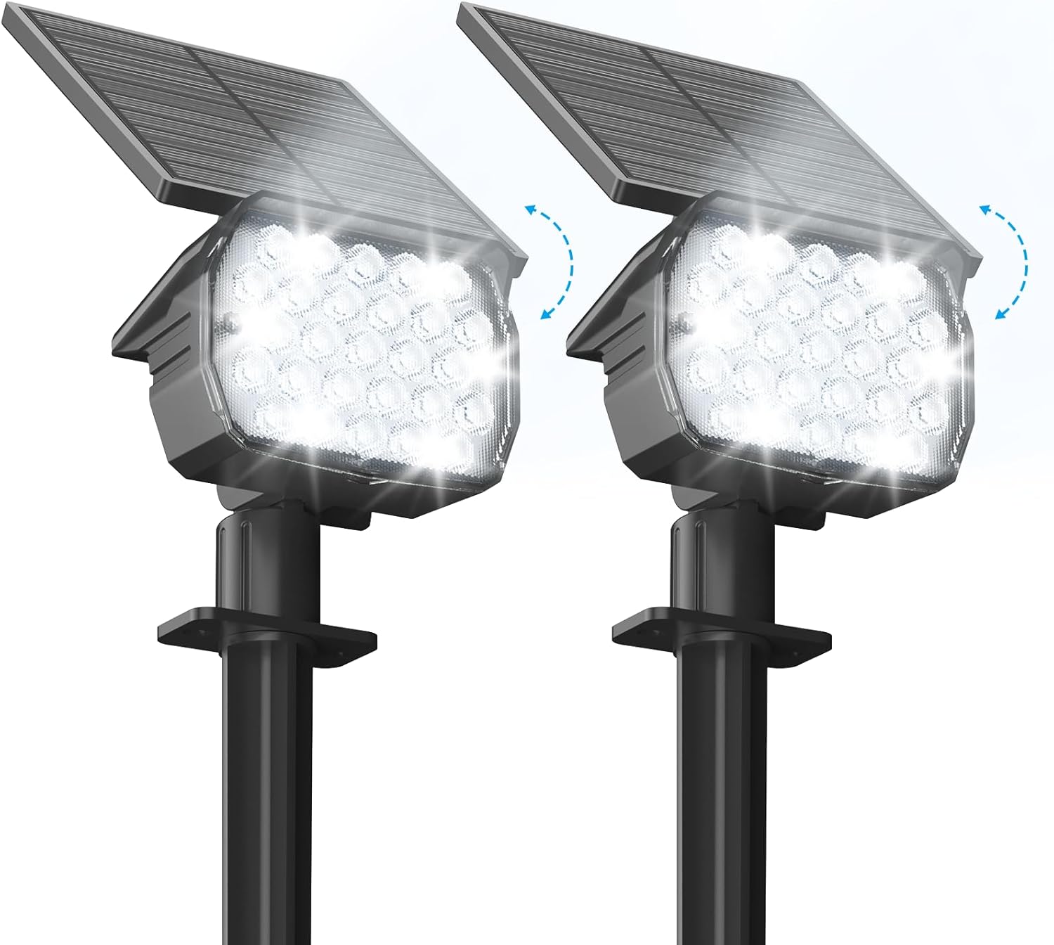 VOLISUN Solar Spotlight Outdoor, IP67 Waterproof Solar Landscape Spot Lights，Uplights for Yard Garden Pathway - 2 Pack (Cool White) 27 LED 3 Lighting Modes