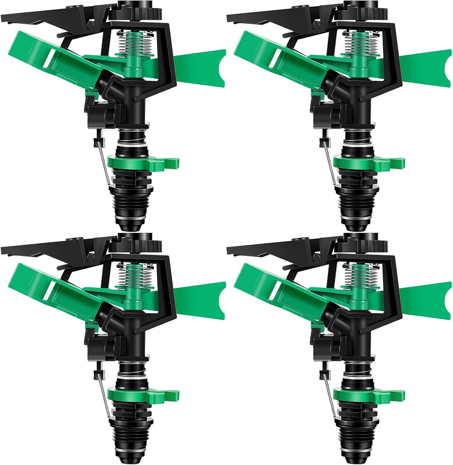 1/2 Inch Plastic Impact Sprinklers Heads Adjustable 0-360 Degree Pulsating Oscillating Watering Sprinkler Head for Garden Law Grass Yard Irrigation Supplies (4 Pieces)