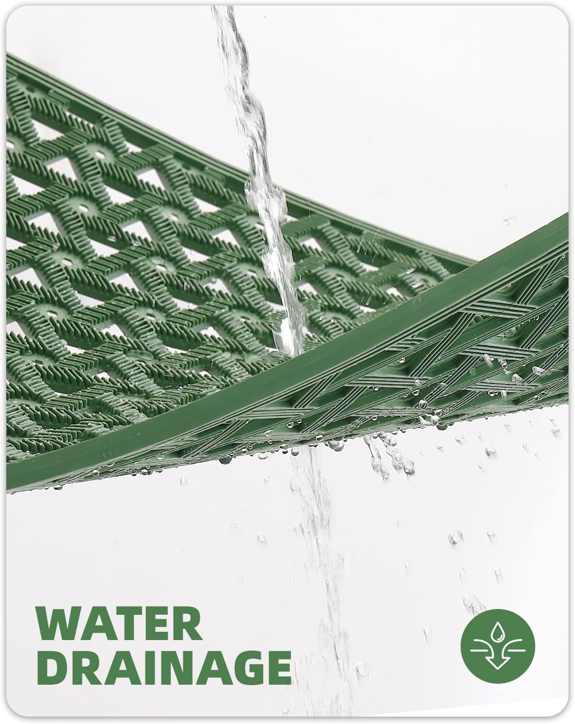 Color&Geometry Door Mat Outside Entrance with Drainage, Rubber Heavy Duty Dirt Trapper Waterproof Outdoor Welcome Mat, Outdoor Mats All Weather for Front Back Door Patio Entryway Entry,19"X30" Green