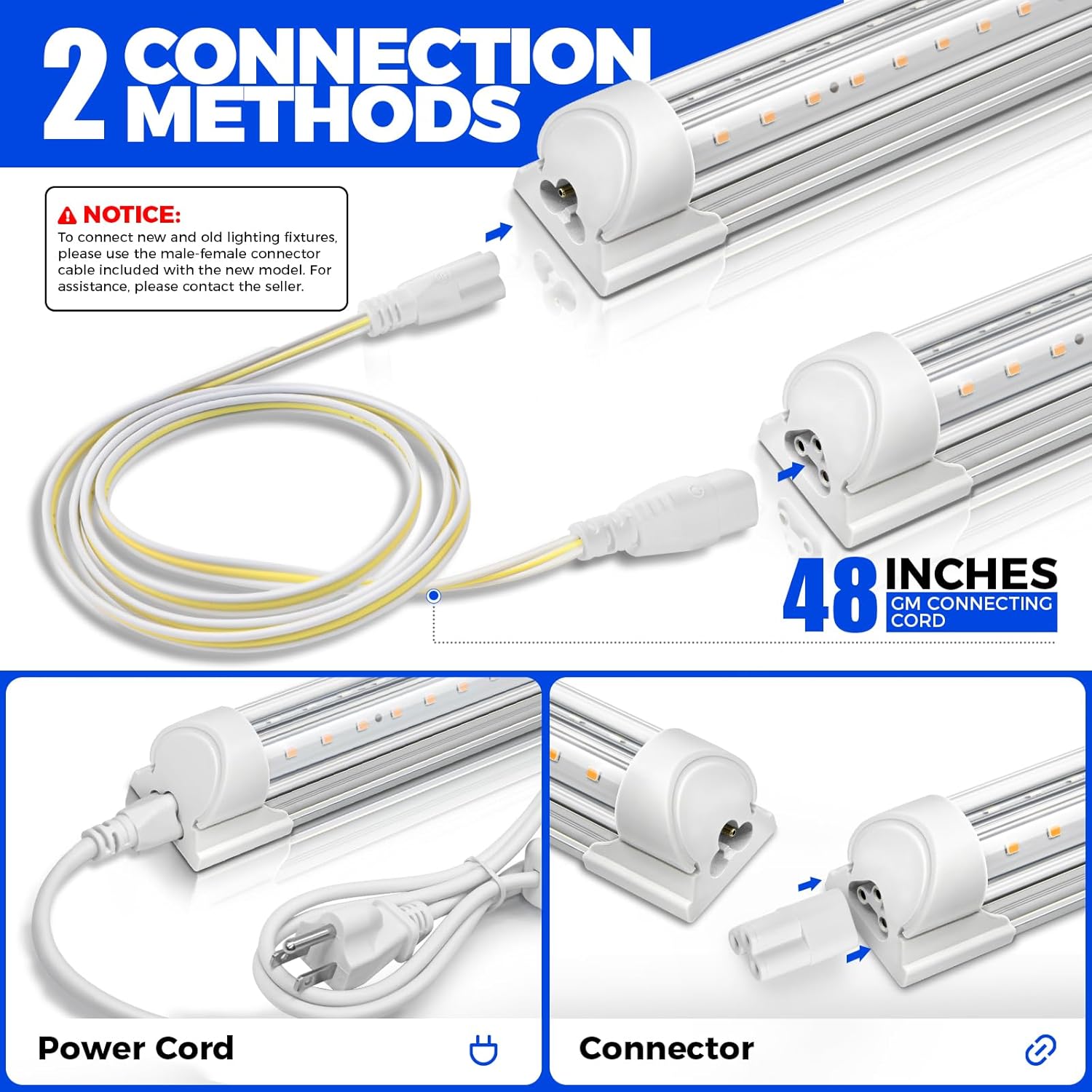 Barrina Plant Grow Light, 252W(6 x 42W, 1400W Equivalent), Full Spectrum, LED Grow Light Strips, T8 Integrated Growing Lamp Fixture, Grow Shop Light, with ON/Off Switch, 6-Pack