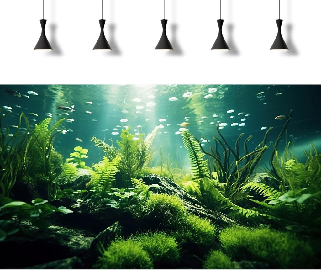 Underwater Fish Tank Background Under The Sea Aquatic Plants Aquarium Background Ocean Floor Rock Terrarium Backgrounds Tropical Fish Green Seaweeds Aquarium Backgrounds for Fish Tank Decor 72x18in