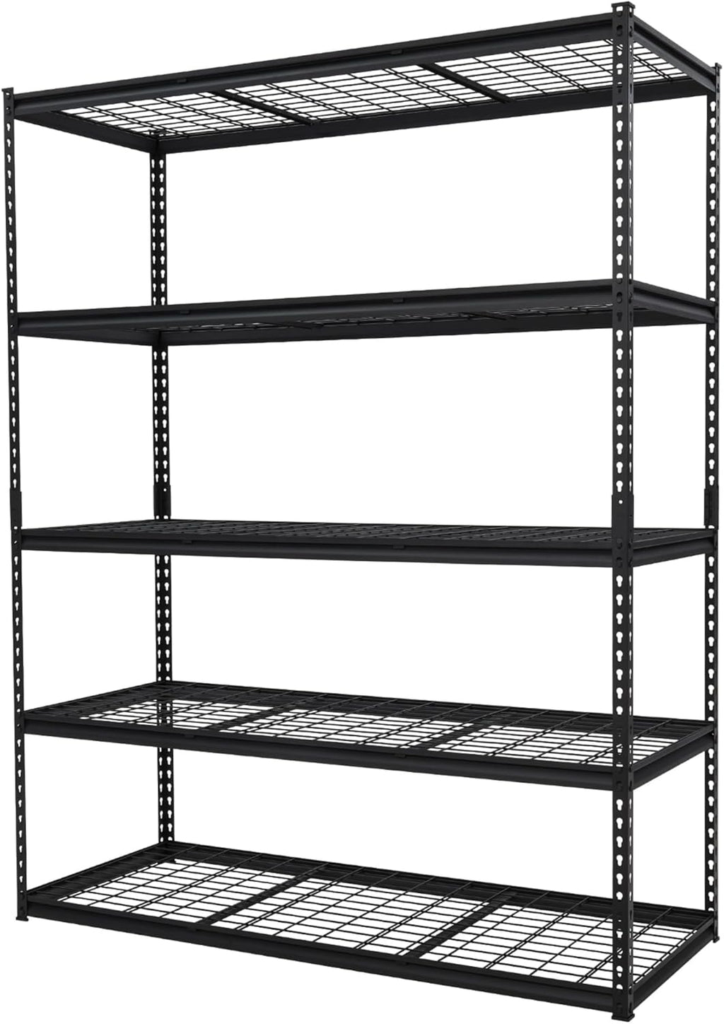 2500 LBS Storage Shelves, 5 Tier Garage Shelving, Heavy Duty, Adjustable Metal Shelving Unit, Industrial Utility Shelf Rack for Garage, Basement, Pantry, 72" H x 48" W x 24" D, Black