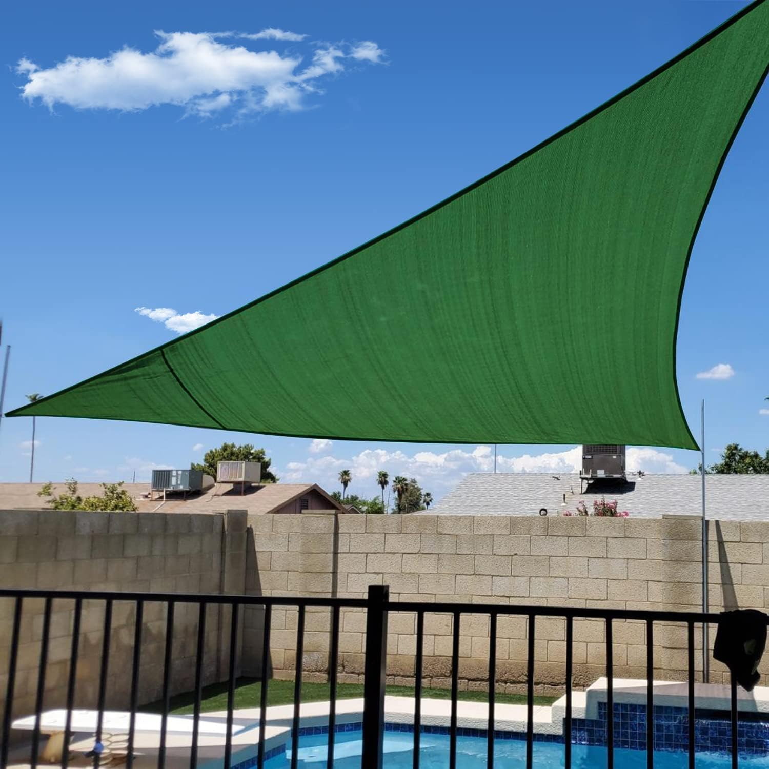 KANAGAWA Sun Shade Sail 12'x12'x12' Dark Green Triangle UV Block Canopy Awning Shelter Fabric Cloth Screen for Outdoor Patio Garden Backyard