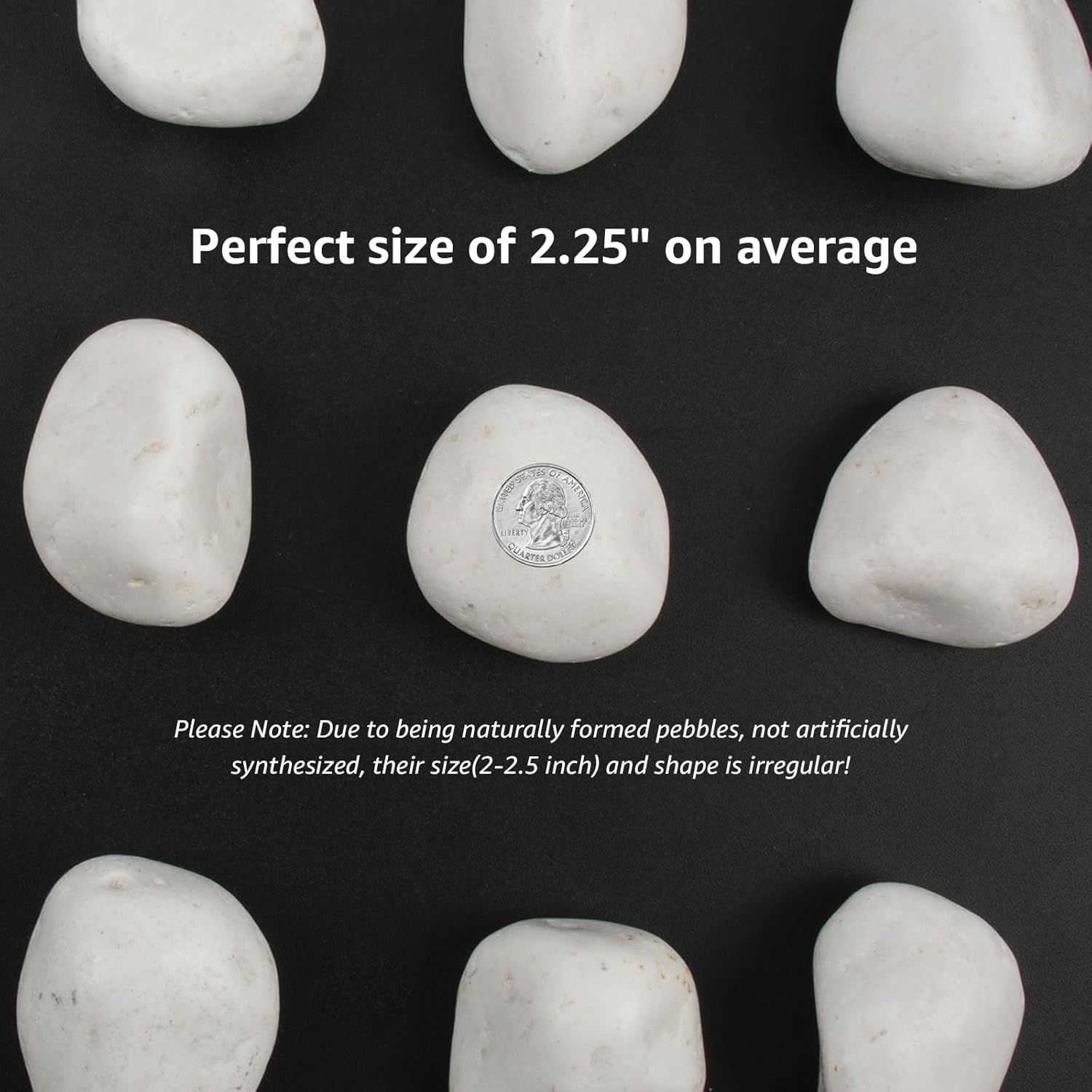 40 lbs White Polished Decorative Stones, 2-3 Inch Polished Rocks, Perfect for Outdoor Gardens, Pathways, Potted Plants, Vase Fillers, and Home Decor (Pure White, Weight: 40 LB)