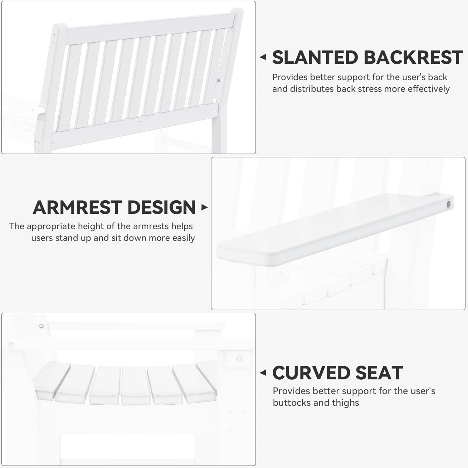 YITAHOME Garden Bench, All Weather Outdoor Bench for 2-3 Persons, Fade/Rot Resistance Patio Benches for Park, Porch, Patio & Backyard (White)