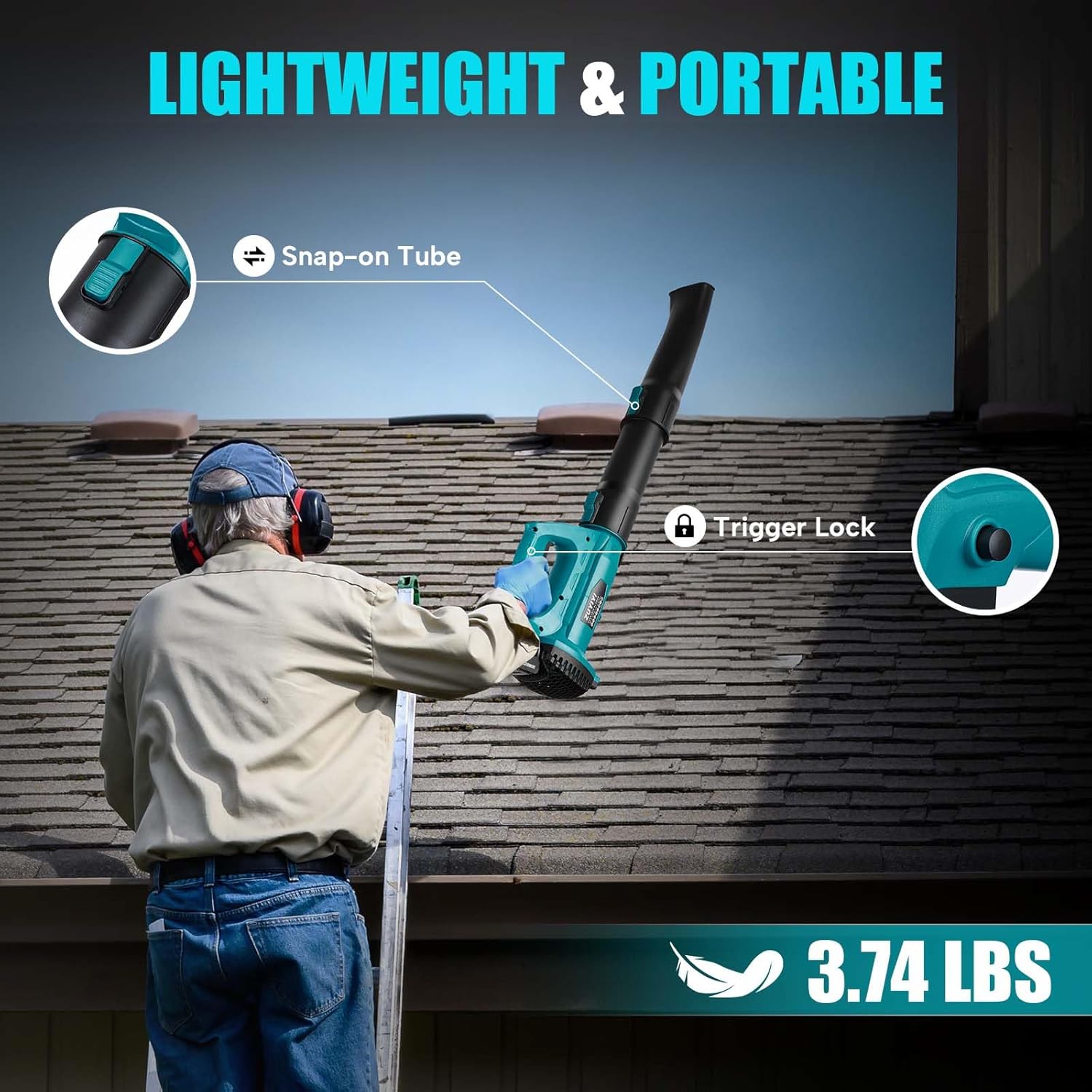 Cordless Leaf Blower for Makita 18V Battery, 450CFM 150MPH Electric Leaf Blower, 6 Speed Lightweight Handheld Leaf Blower for Lawn Care, Patio, Snow, Dust, Blowing Leaves (Battery NOT Included)