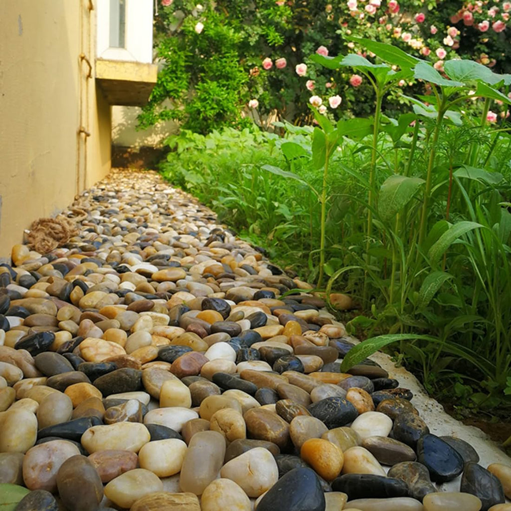 20lbs Mixed Color Outdoor Decorative Stones, 2-3 Inch High Polished River Rocks for Indoor Plants, Large Pebbles for Vase Filler Fish Tank Aquariums Landscaping Garden