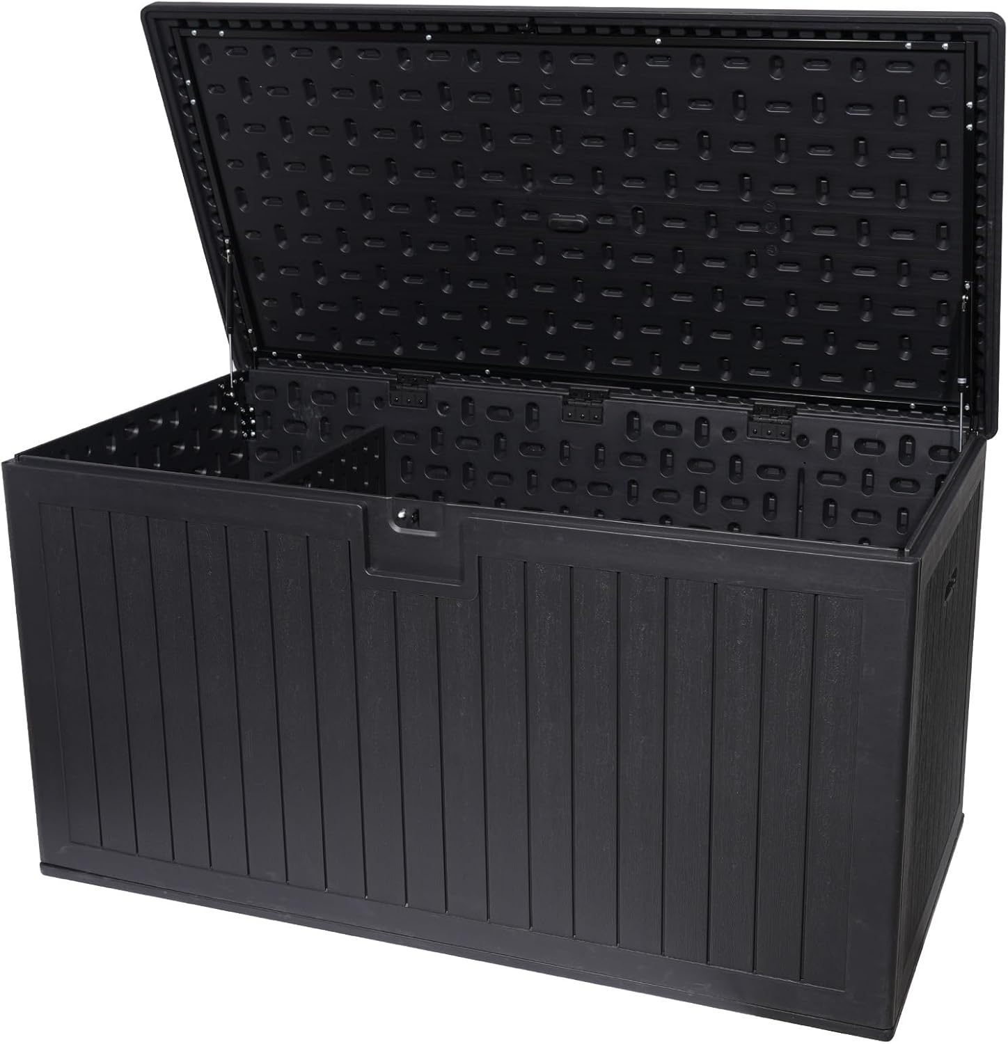 260 Gallon Outdoor Storage Box Waterproof, Extra Large Plastic Outside Deck Box Weatherproof, Resin Patio Storage Bin with Lock and Lids for Pool Equipment and Cushion, Black