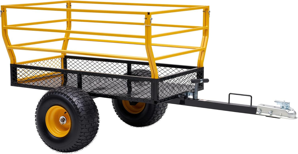 Jocisland Heavy Duty Garden Utility Trailer, 1800 Lbs 25 Cu.Ft Tow Behind Dump Cart with Ball Hitch and T-Shaped Steel Bed, Lawn Mower Tractor Cart for Yard, Farm