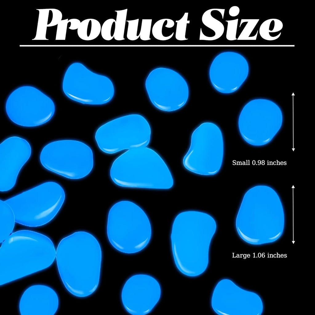 0.7LB 25-27mm Bule Glow in The Dark Stones Luminous Pebble Stones Glow Fish Tank Rocks Luminous Pebbles for Outdoor Decor Yard Walkway Pathway Aquarium