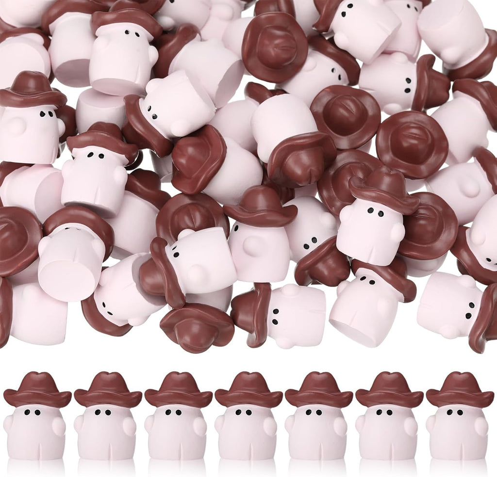 50 Pcs Halloween Mini Cowboy Figurines Resin Tiny Miniature Cowboy Figures for Halloween Party Outdoor Home Garden Decoration