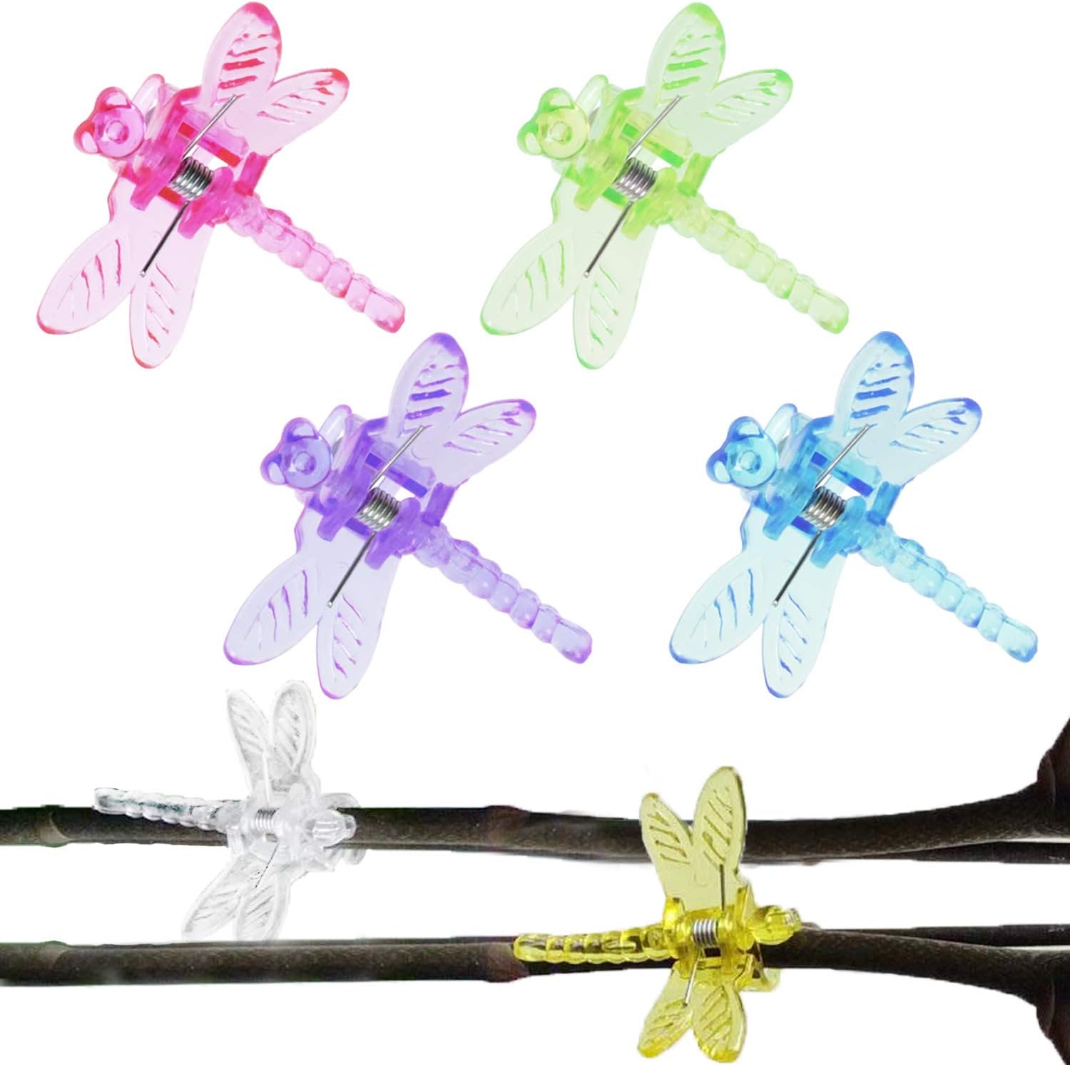 BEADNOVA Orchid Clips 30Pcs Dragonfly Plant Clips Orchid Support Clips Vine Clips Plant Clips for Support Flower Orchid Vine (Mix Color, 30PCS)
