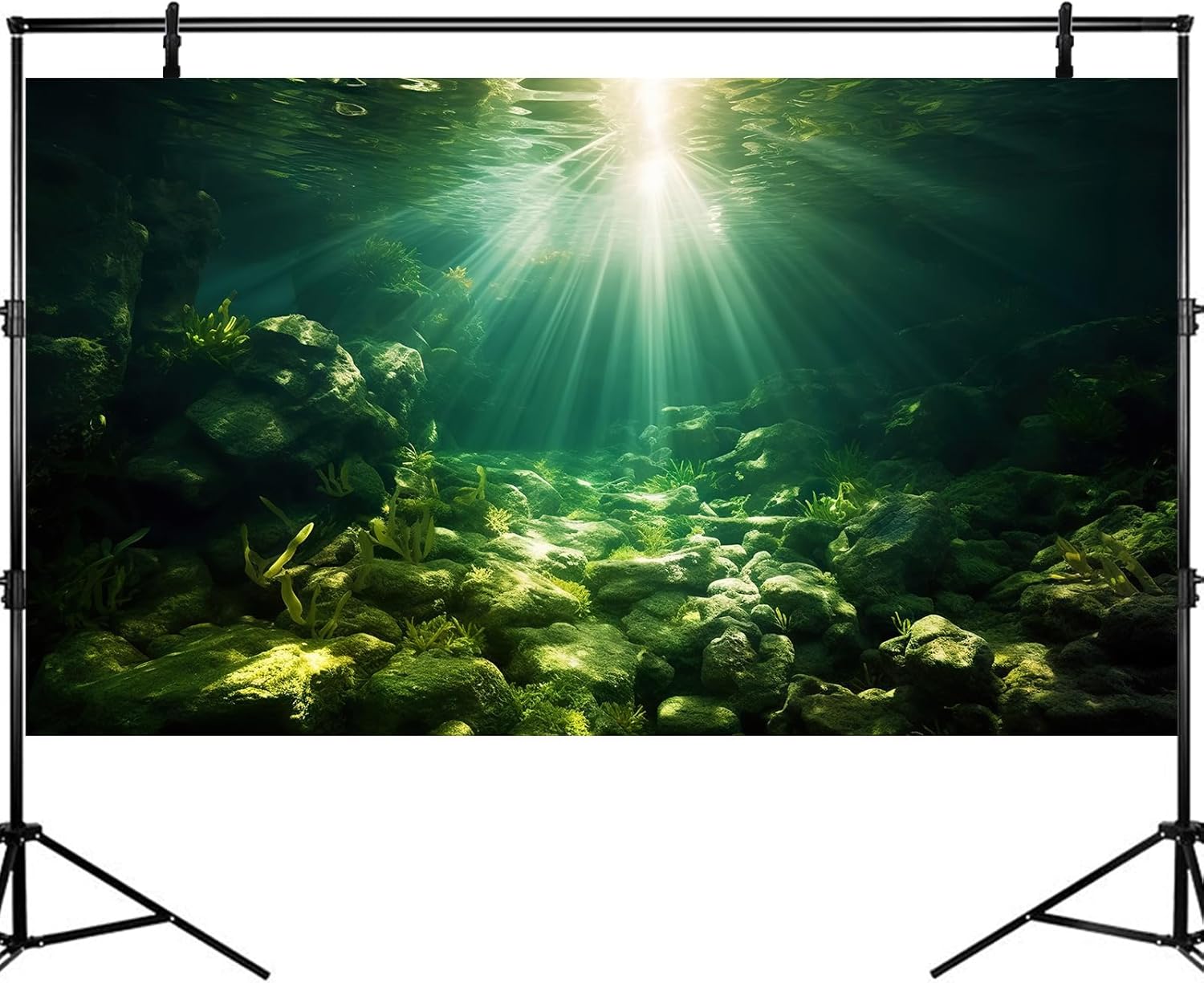 Underwater Sunray Aquarium Background Deep Ocean Rock Cave Fish Tank Background Under The Sea Coral Reef Aquarium Backgrounds Ocean Floor Tropical Fish Terrarium Backgrounds 24x12in