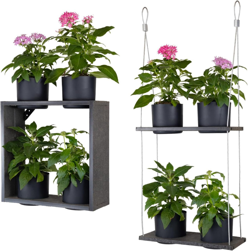 Urban Garden Decor with Pots Included, Hanging Planters for Indoor Outdoor Plants, Hanging Flowerpots, Wall Hanging Plant Holder Window Plant Shelves (Coffee Brown, Combo)