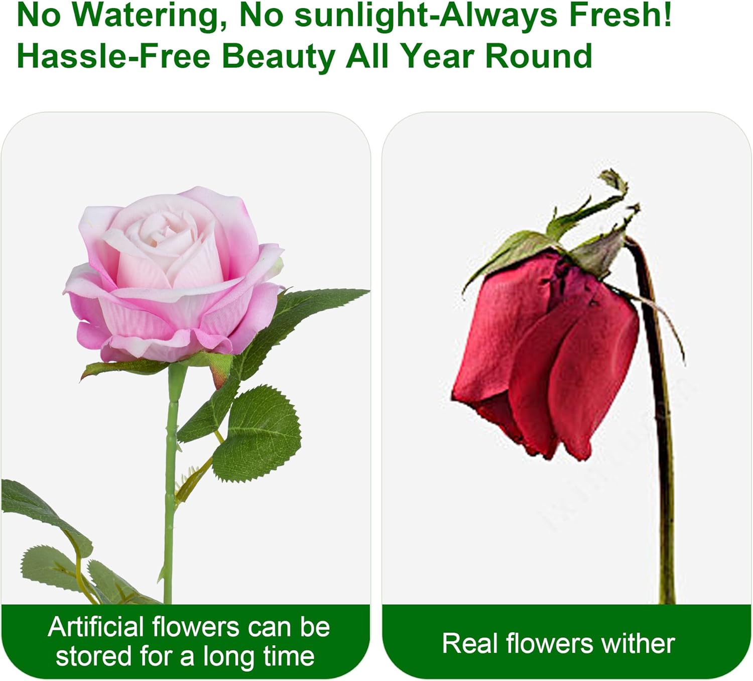 Uqueeten Fake Plants Roses Flowers Plastic Flowers Party Decoration for Home Gifts for Gf Roses Artificial Flowers for Vase Fake Plants Home Decor 19.6"(Deep Pink 50PCS)