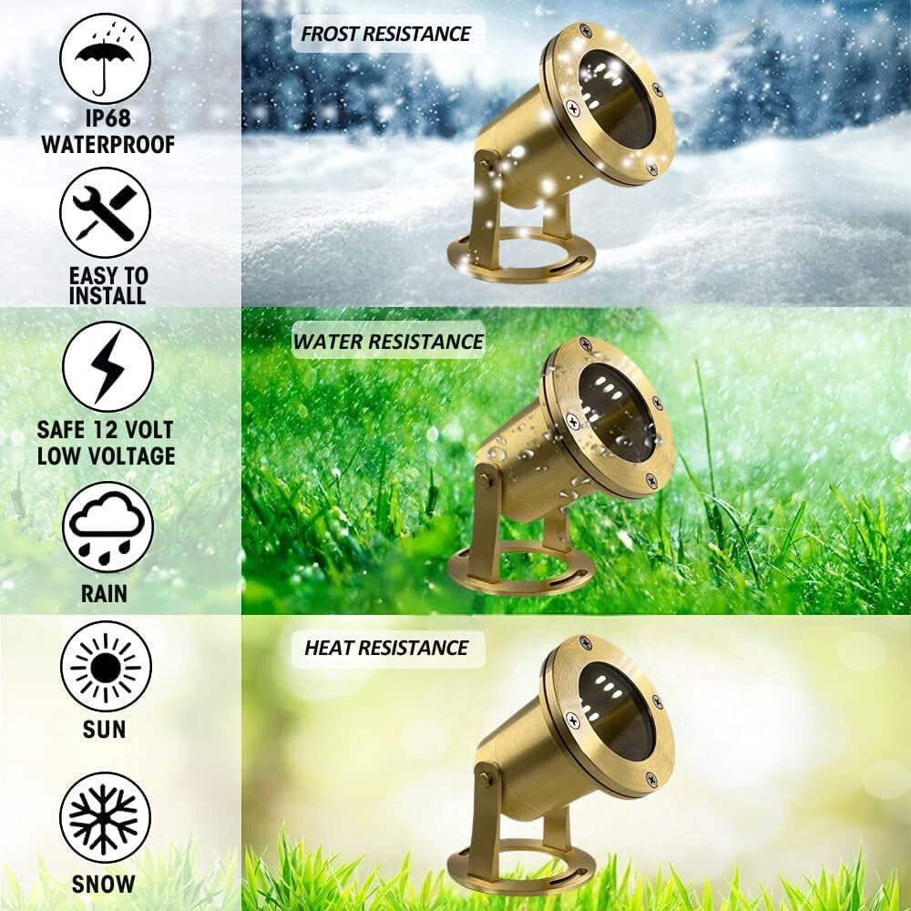 Waterproof Underwater Light 176 Solid Brass 7W MR16 LED Bulb Pond Light Submersible Waterfall Pool Fountain for Beautiful Bright Long Lasting Home Garden Patio Pool