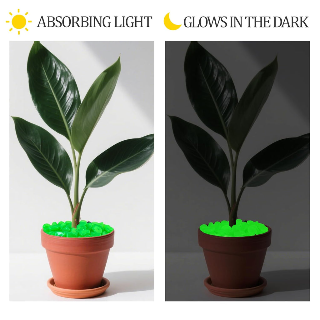 0.7LB 25-27mm Glow in Dark Pebbles Glowing Rocks for Garden Outdoor Green Fish Tank Rocks Aquarium Rocks Glowing Rocks Outdoor for Driveway Walkway,Green