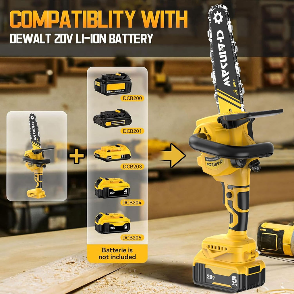 2-in-1 Cordless Pole Saw, 8 Inch Brushless Pole Chainsaws Compatibility with DEWALT 20V MAX Battery, 8 lb Lightweight, Auto Oiling, 14.8 FT MAX Extension Pole Saws for Tree Trimming(No Battery)