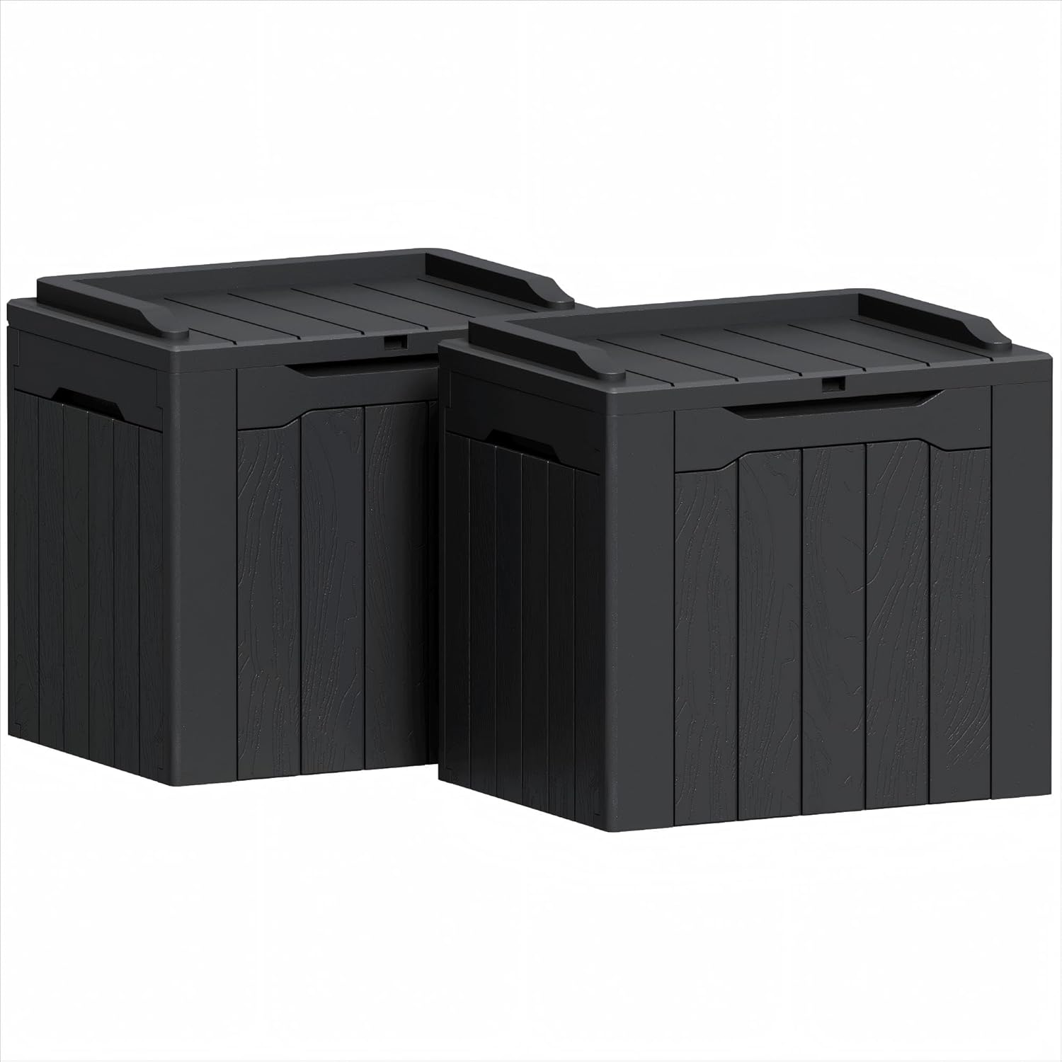 Greesum 31 Gallon Deck Box for Outside, All Weather Outdoor Storage Boxes for Patio Furniture Set, Package Delivery Box, Garden Tools, Black(Set of 2)