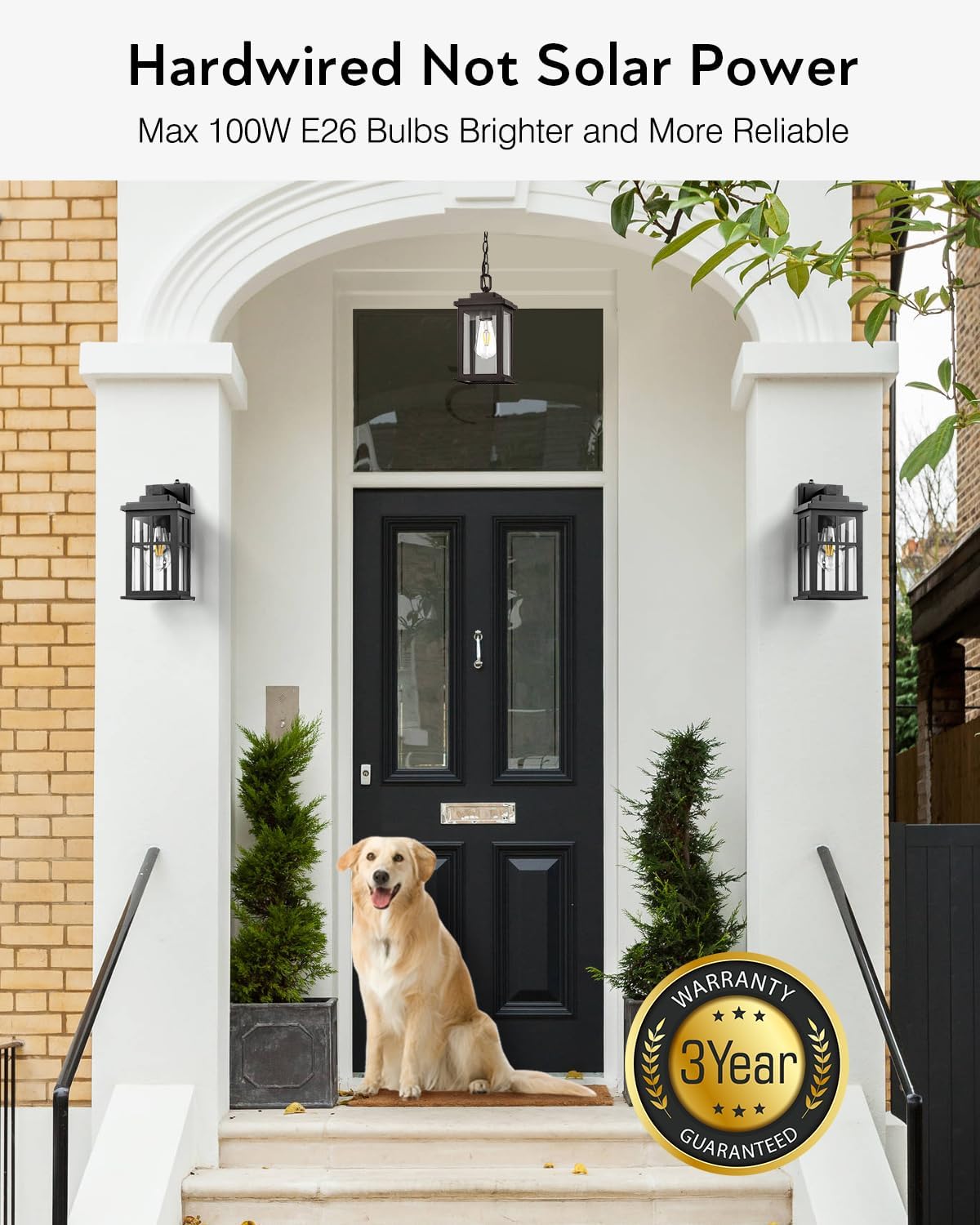 Dusk to Dawn Outdoor Lights for House, 2 Pack Outdoor Light Fixture, Black Exterior Lighting Fixtures, Dusk to Dawn Outdoor Lighting for House, Porch, Garage, Doorway, Anti-Rust, Waterproof