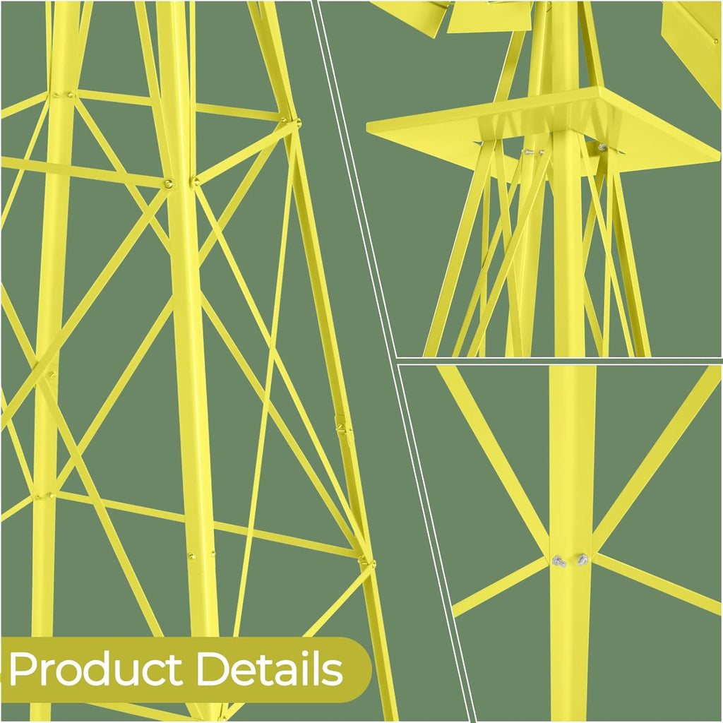 Outvita 8FT Ornamental Windmill for Yard, Heavy Duty Durable Metal Weather Vane Garden Decoration Weather Resistant for Garden, Farm, Seaside