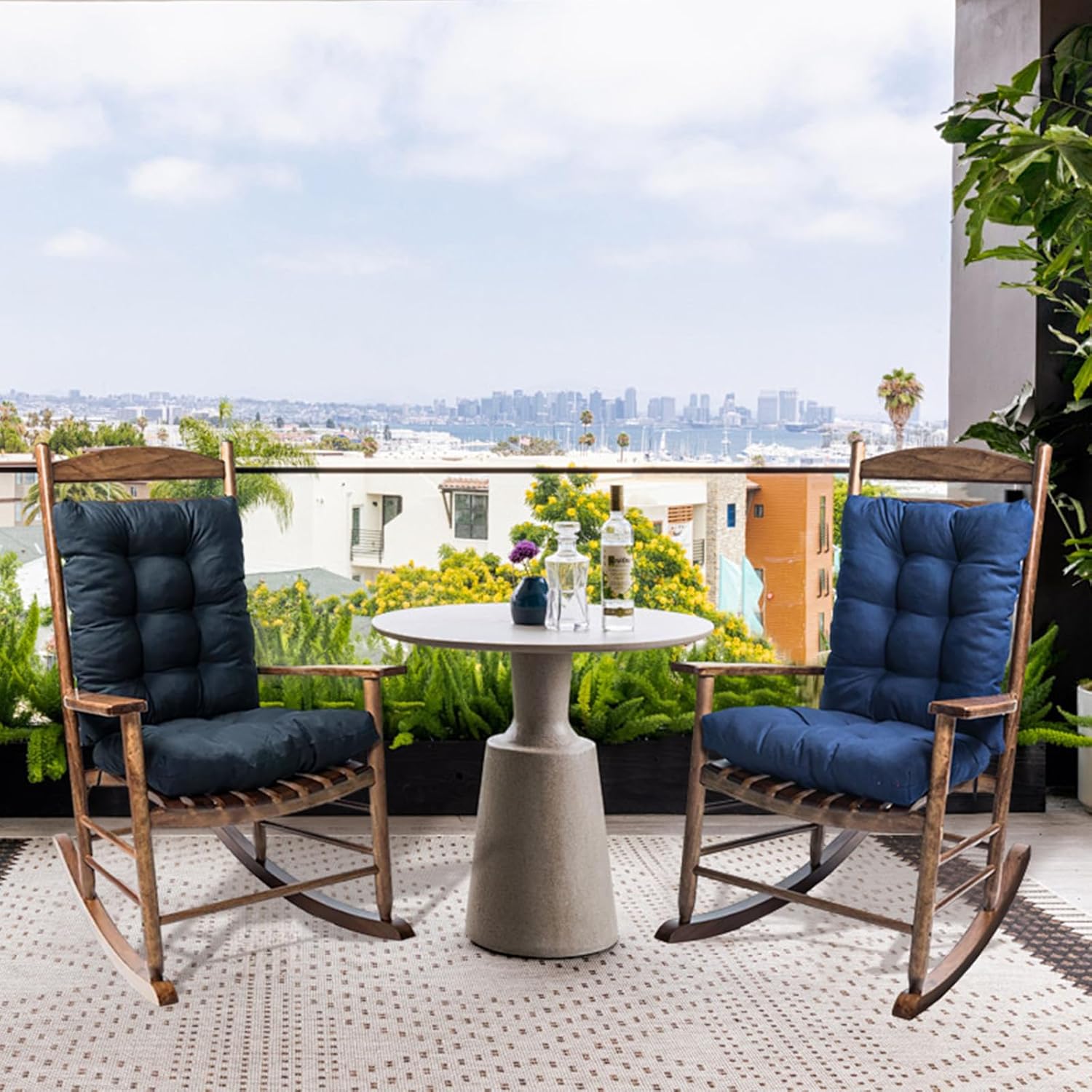 1 Pack Patio Chair Cushion, Rocking Chair Cushion Overstuffed Seat Back Cushion Pad for Outdoor Indoor, Navy Blue