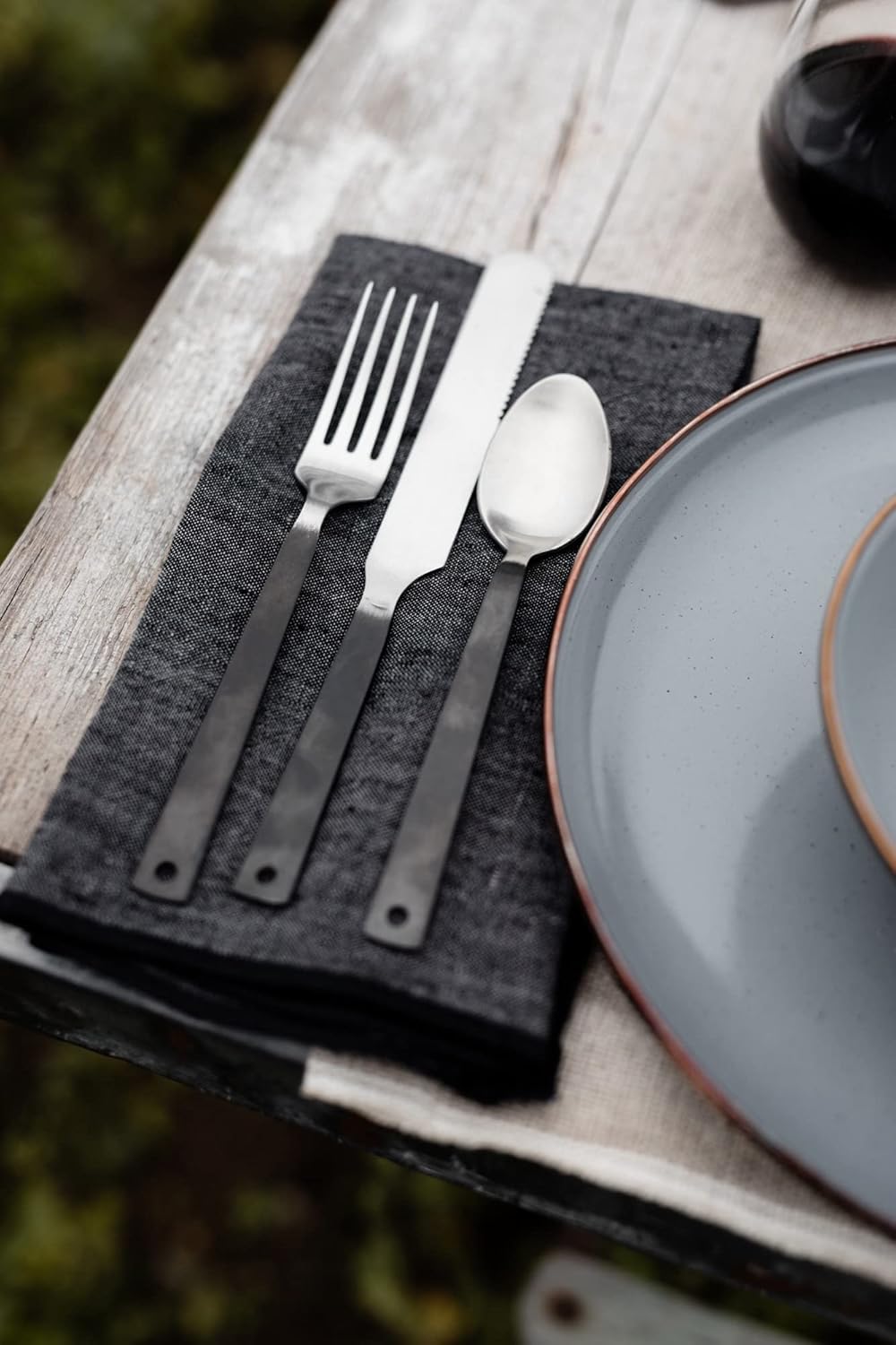 Barebones Flatware Silverware Set - Formal Polished Camping Utensils - Stainless Steel Cutlery Set of 6 - Camping Utensil Set with Forks, Knives, and Spoons (Silver)