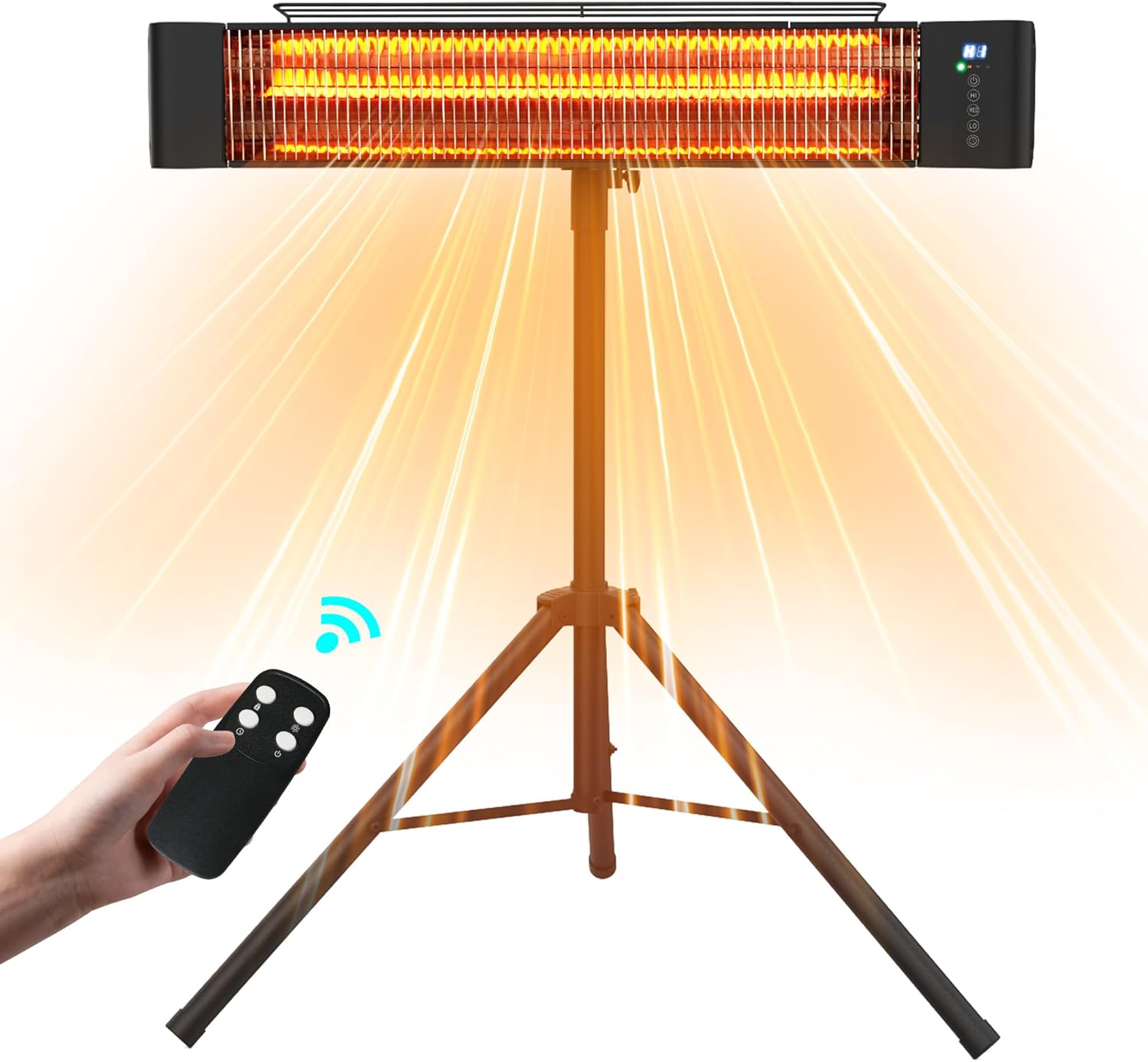 Outdoor Electric Heater RealSmart 1500W Portable Outdoor Patio Use 3 Heat Modes Wall Mounted Ceiling Tripod Heater Waterproof IP65 TUV Certification for Restaurant Garage
