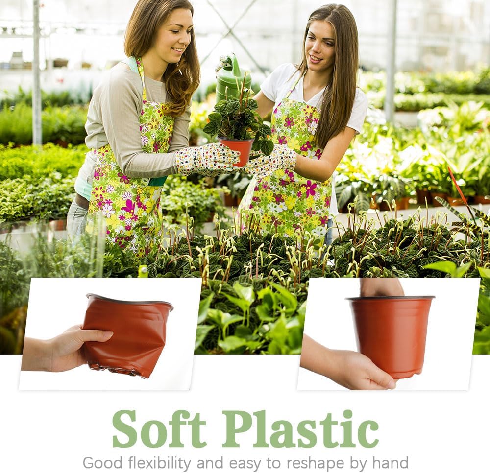 100 Pcs Plant Nursery Pots, 6 Inch Large Plant Seedling Pots with Labels Plastic Plant Flower Pots with Drainage Holes Indoor Outdoor for Succulent Cutting Transplanting